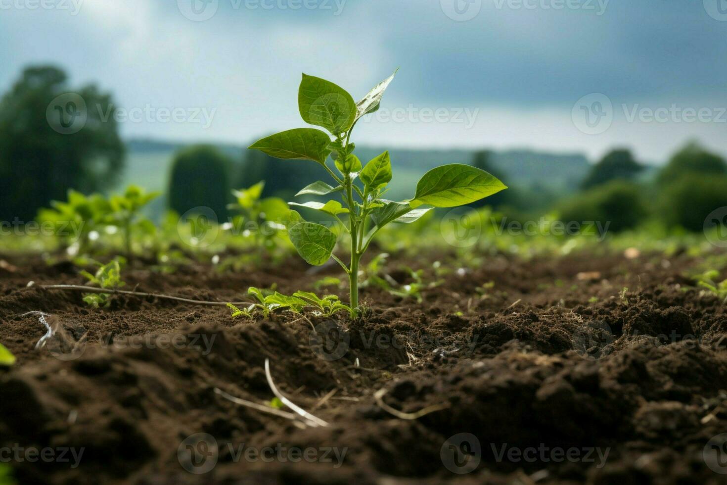 ai généré climat action plantation une Nouveau arbre à combat et atténuer climat changement ai généré photo