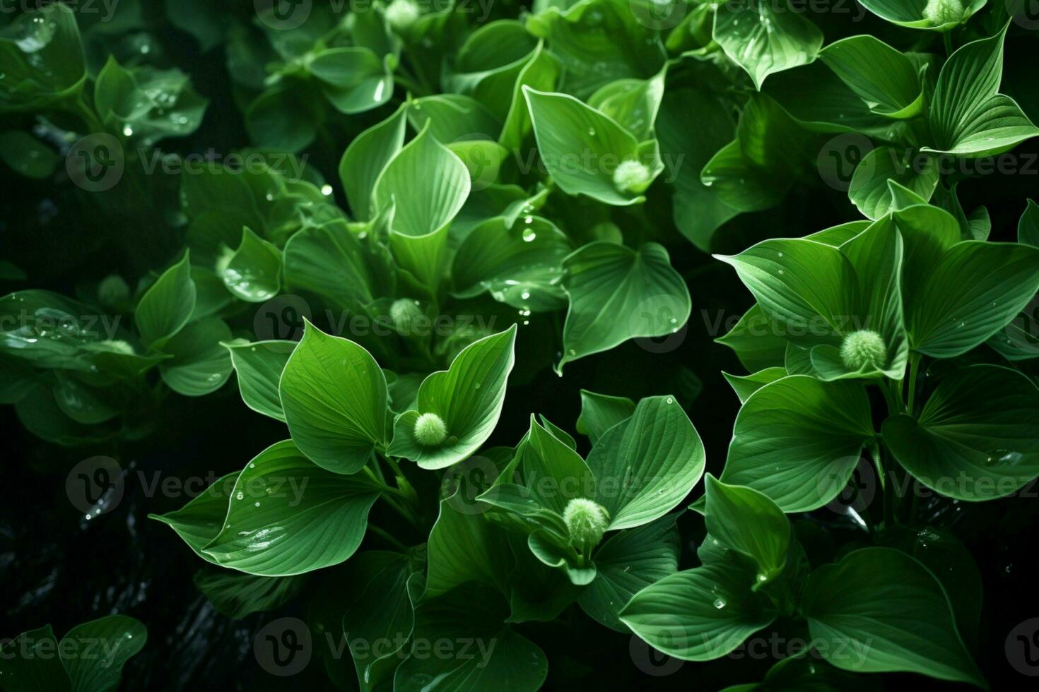 ai généré éthéré feuillage le enchanteur vue de vert feuilles pris dans milieu vol ai généré photo