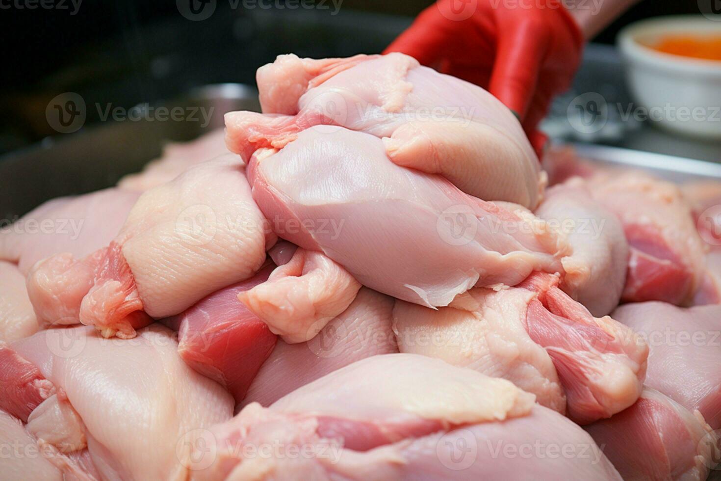 ai généré ferme à fourchette périple de poulet Viande production pour consommation ai généré photo