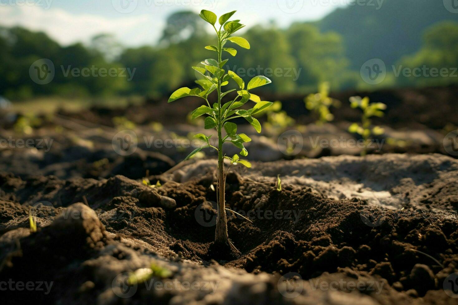 ai généré environnement intendance une arbre étant planté à contribuer à climat changement atténuation ai généré photo