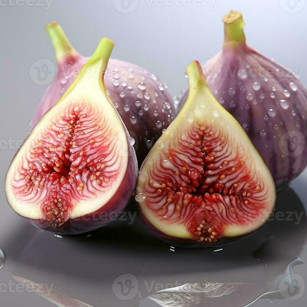 ai généré fermer photo de figues sur un isolé blanc Contexte