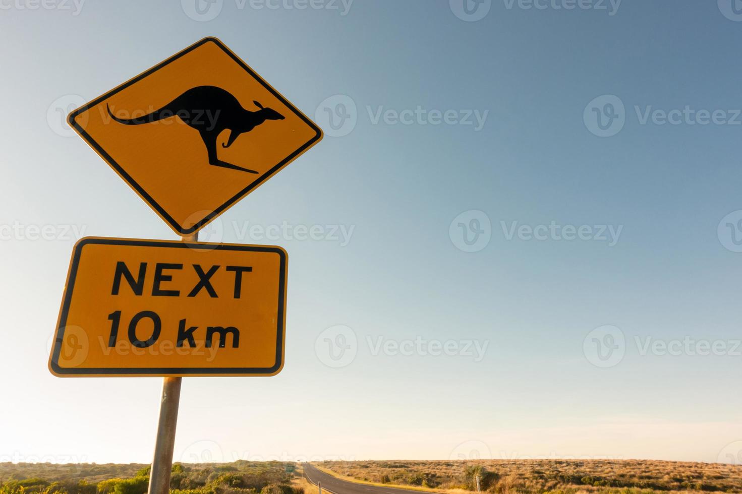 panneau de signalisation de croisement de kangourou photo