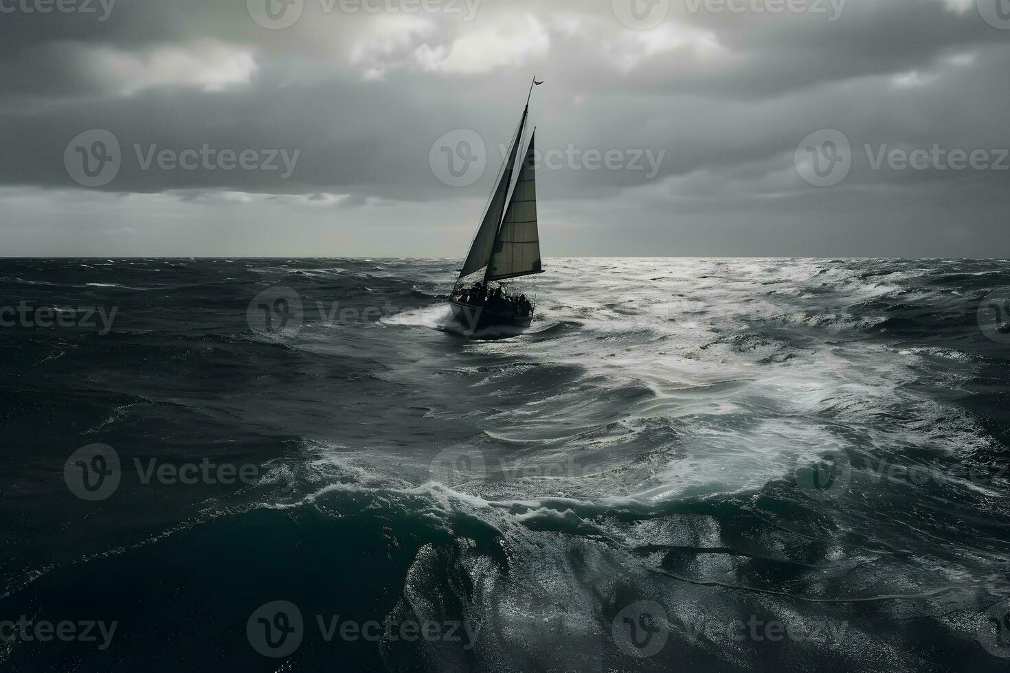 ai généré voile bateau à mer. neural réseau ai généré photo