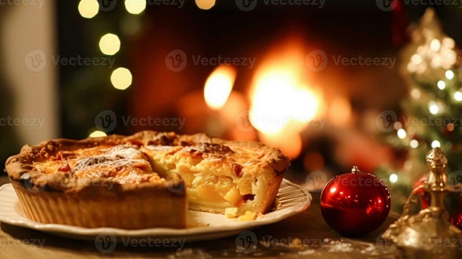 ai généré Noël tarte, vacances recette et Accueil pâtisserie, repas pour confortable hiver Anglais pays dîner dans le chalet, fait maison nourriture et Britanique cuisine photo