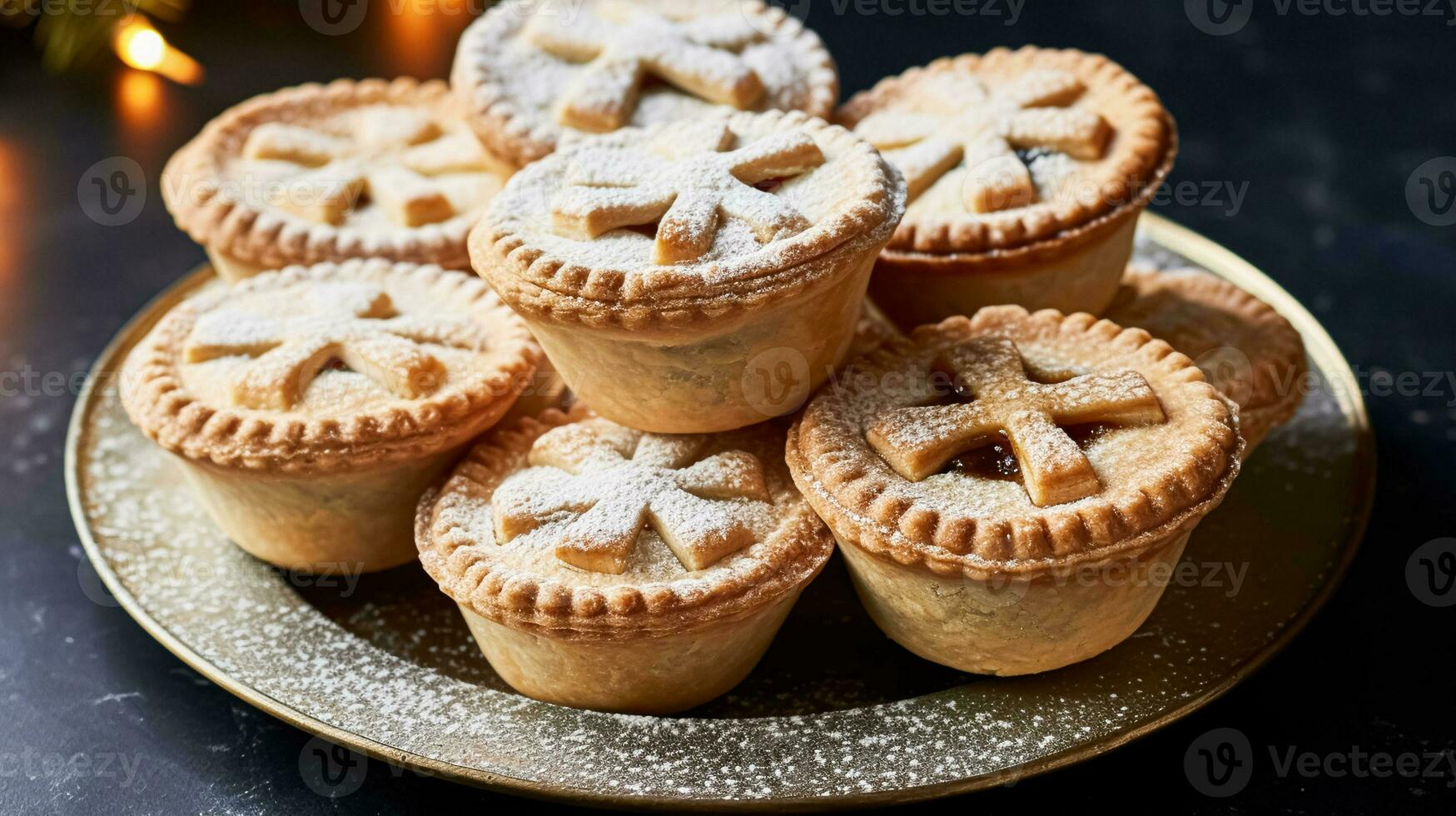 ai généré traditionnel Anglais hacher tartes pour Noël photo