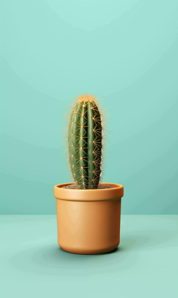 ai généré cactus dans pot sur bleu Contexte. minimal style. 3d rendre photo