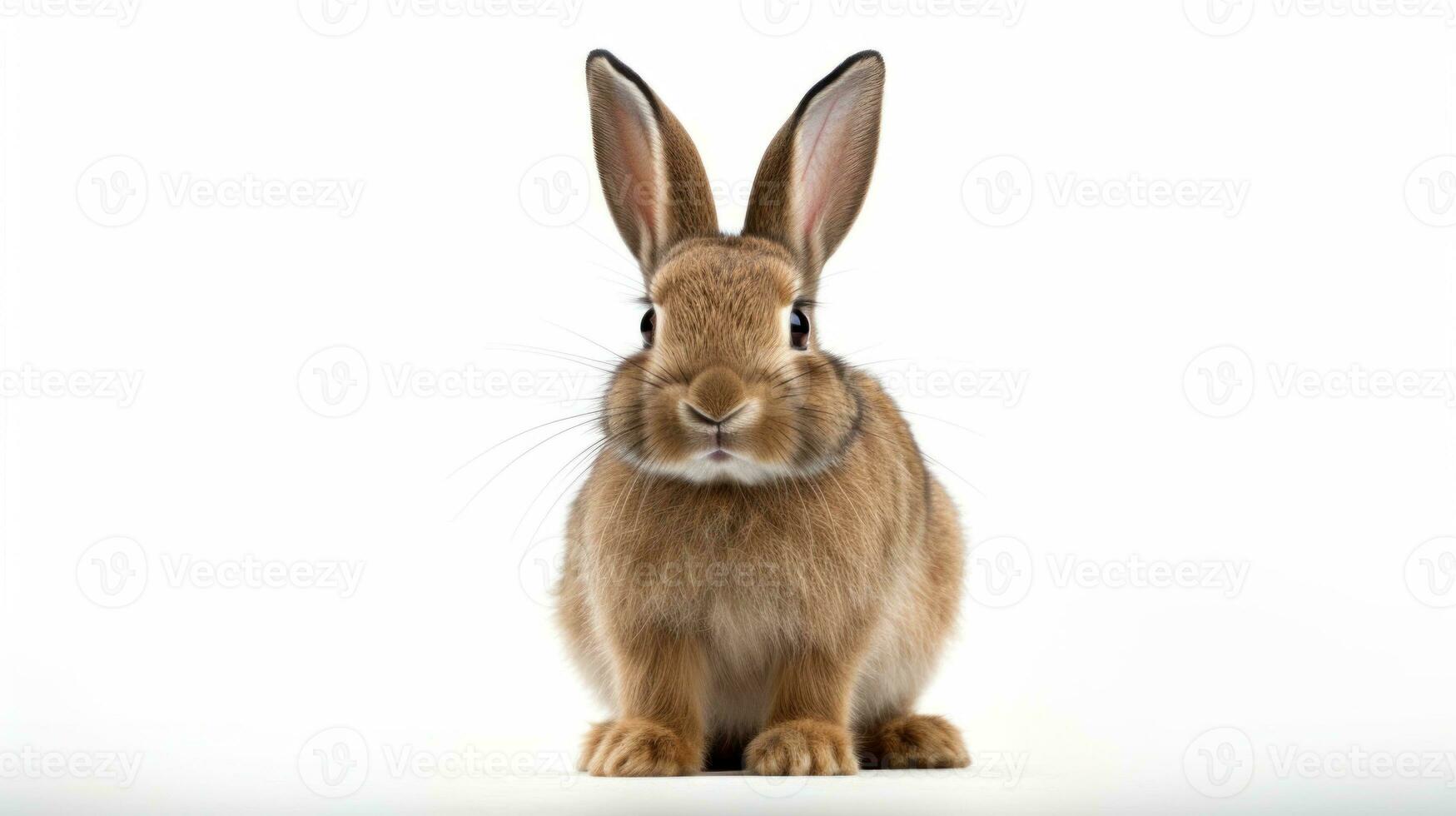 ai généré une marron lapin avec grand oreilles sur une blanc Contexte. avec copie espace. mignonne lapin. idéal pour animal de compagnie, Pâques, ou faune contenu photo