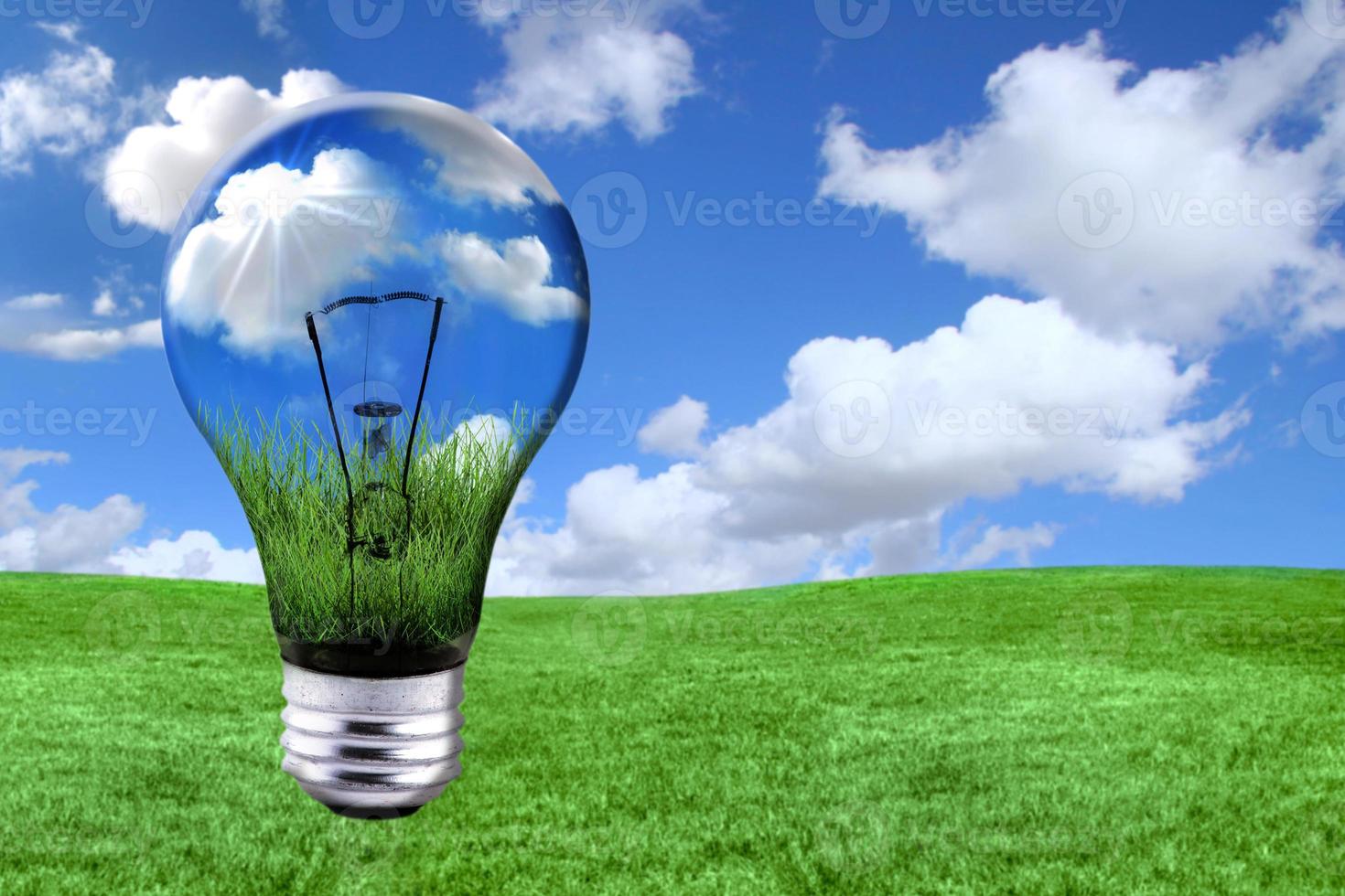 solutions d'énergie verte avec ampoule transformée en paysage photo