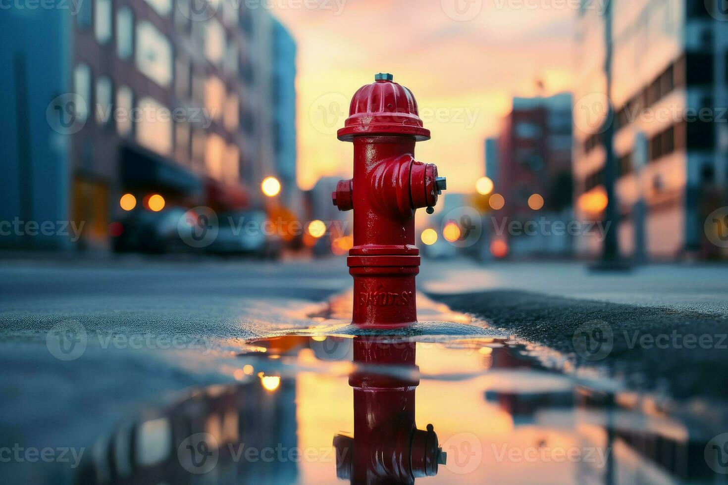 ai généré Urbain bouche d'incendie rue ville. produire ai photo