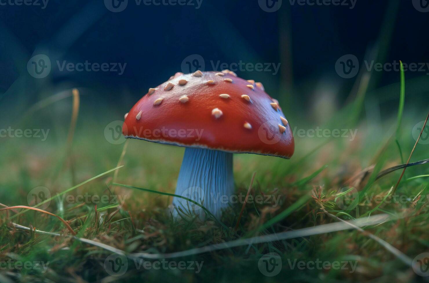 ai généré champignon mouche agaric sur vert herbe. produire ai photo