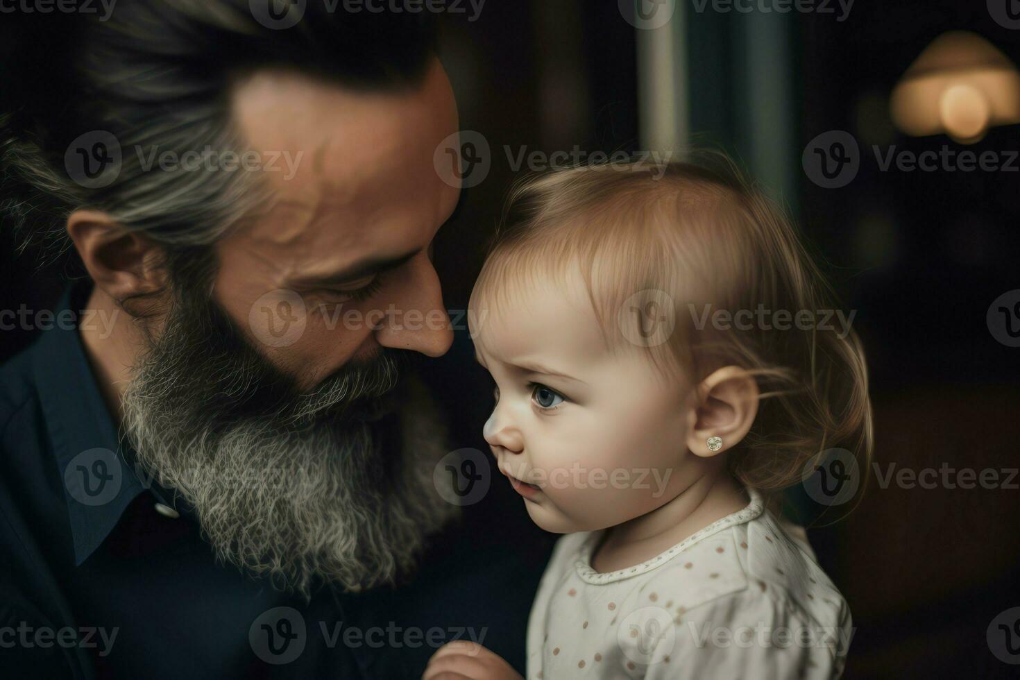 ai généré barbu homme avec enfant. produire ai photo