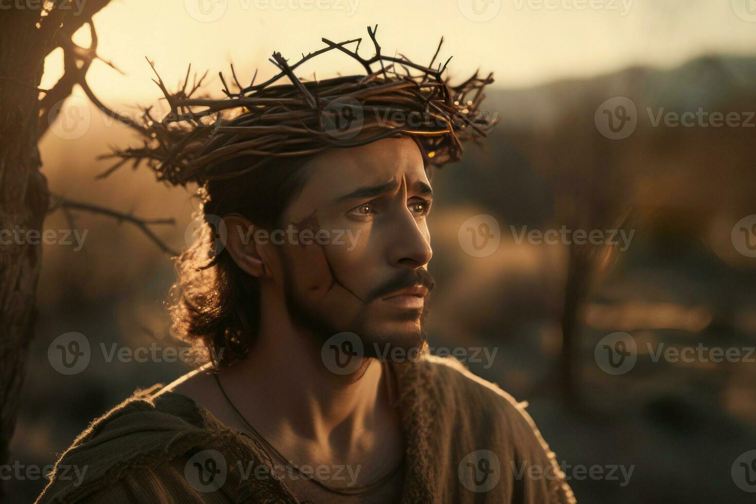 ai généré Jésus avec les épines couronne. produire ai photo