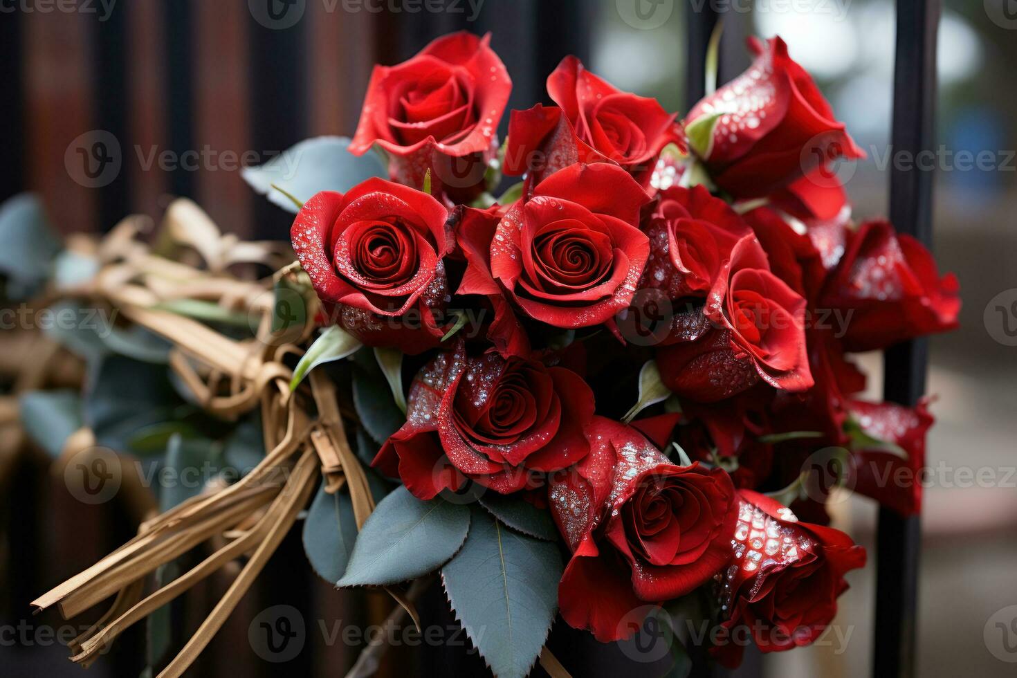 ai généré rouge des roses et l'amour serrures sur une romantique pont, Valentin, sortir ensemble et l'amour proposition image photo