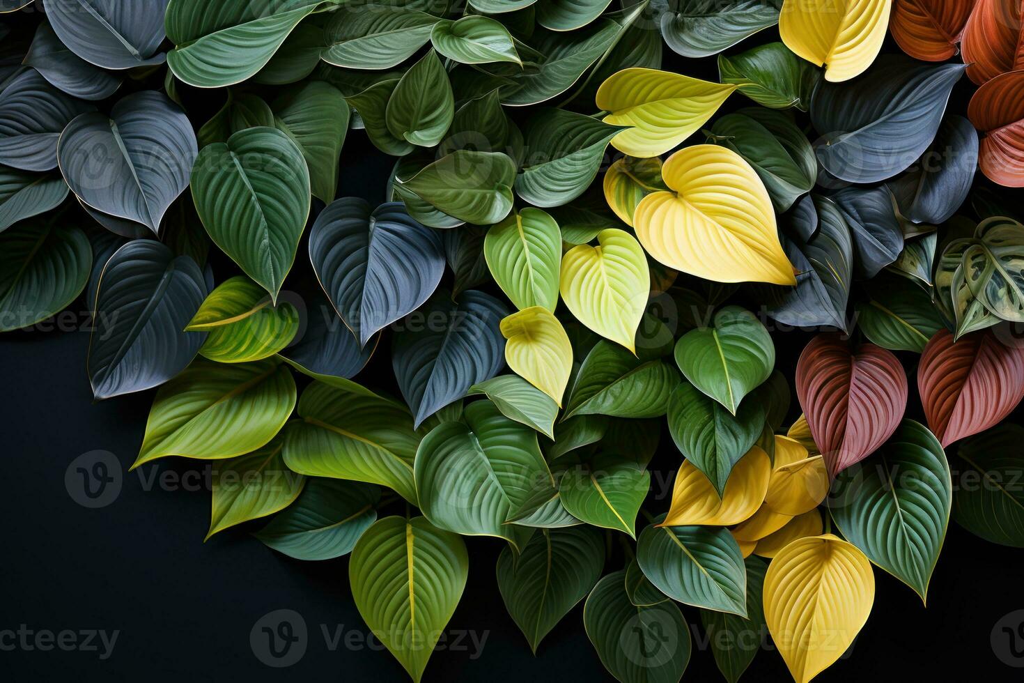 ai généré une Couleur spectre de vert feuilles dans harmonieux arrangement, la nature préservation Photos