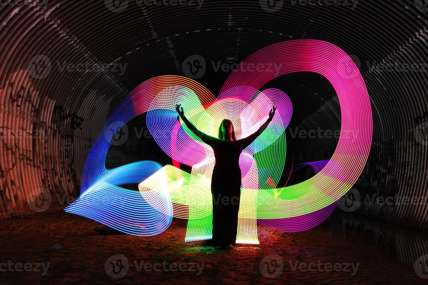 light painting avec éclairage couleur et tube photo