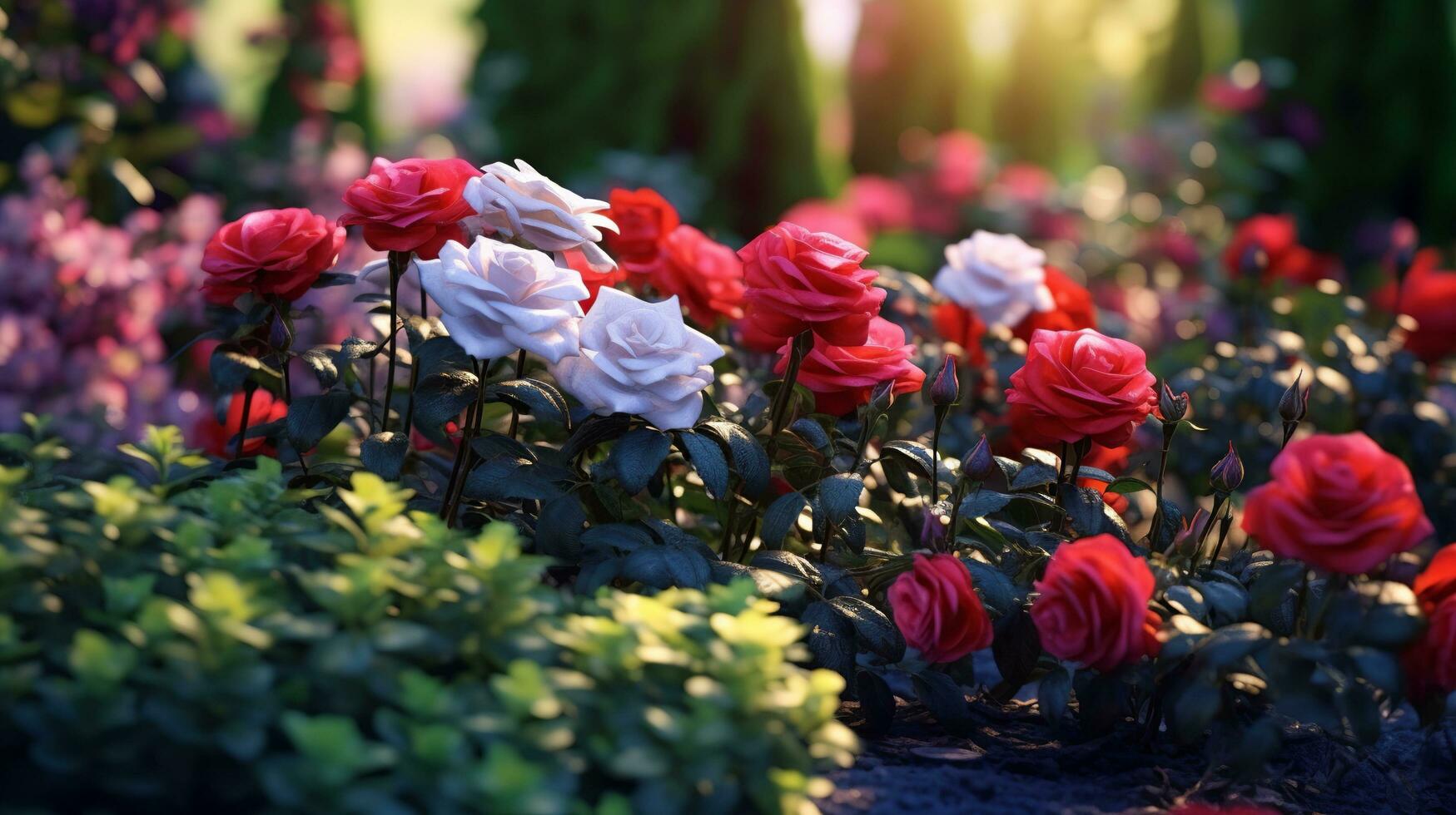 ai généré des roses dans le jardin photo