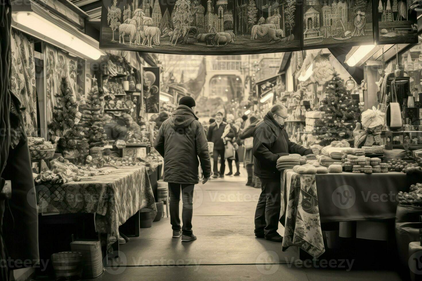 ai généré Noël marché vendeurs - génératif ai photo