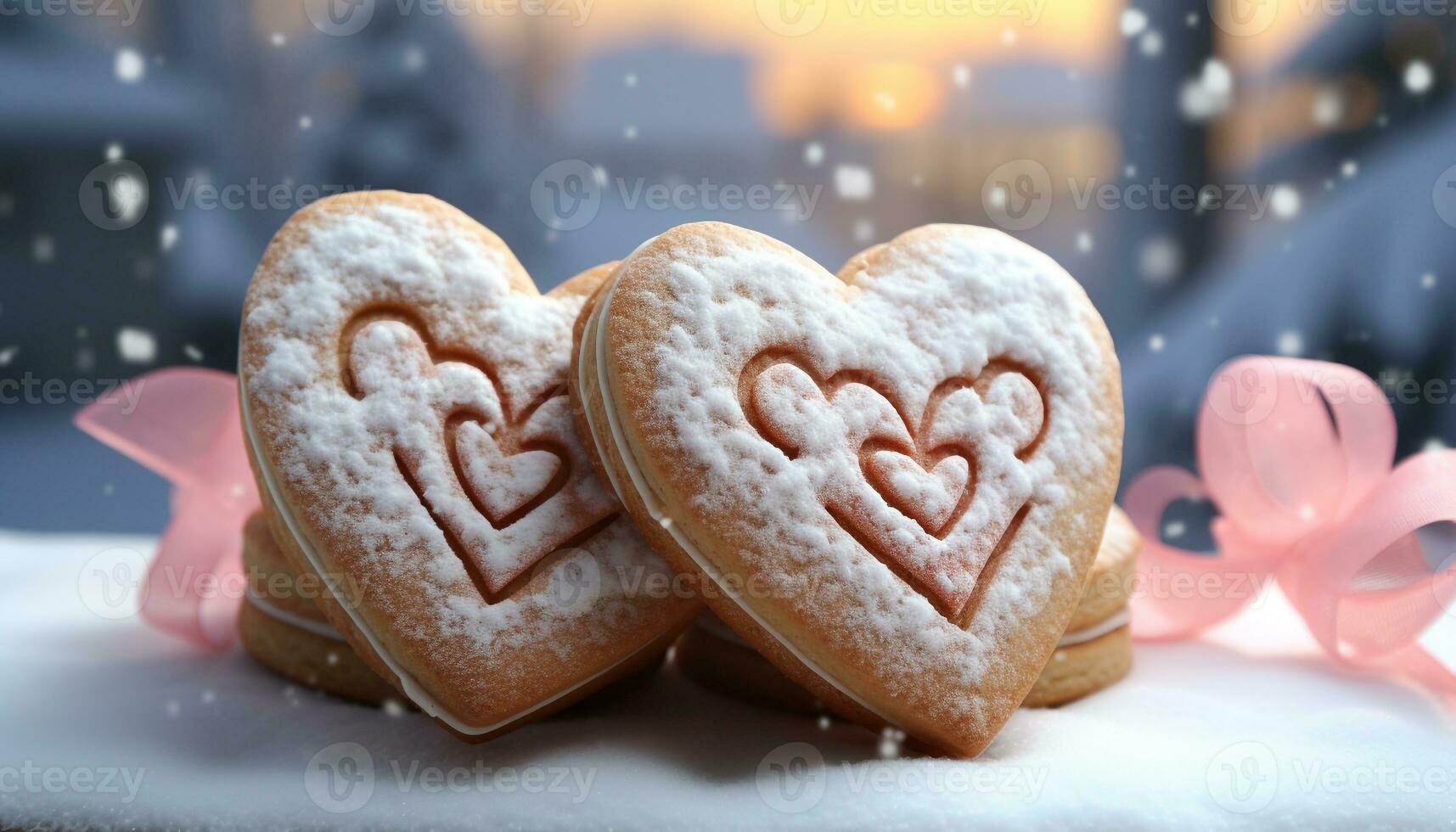 ai généré fait maison pain d'épice cœur, sucré symbole de hiver l'amour généré par ai photo