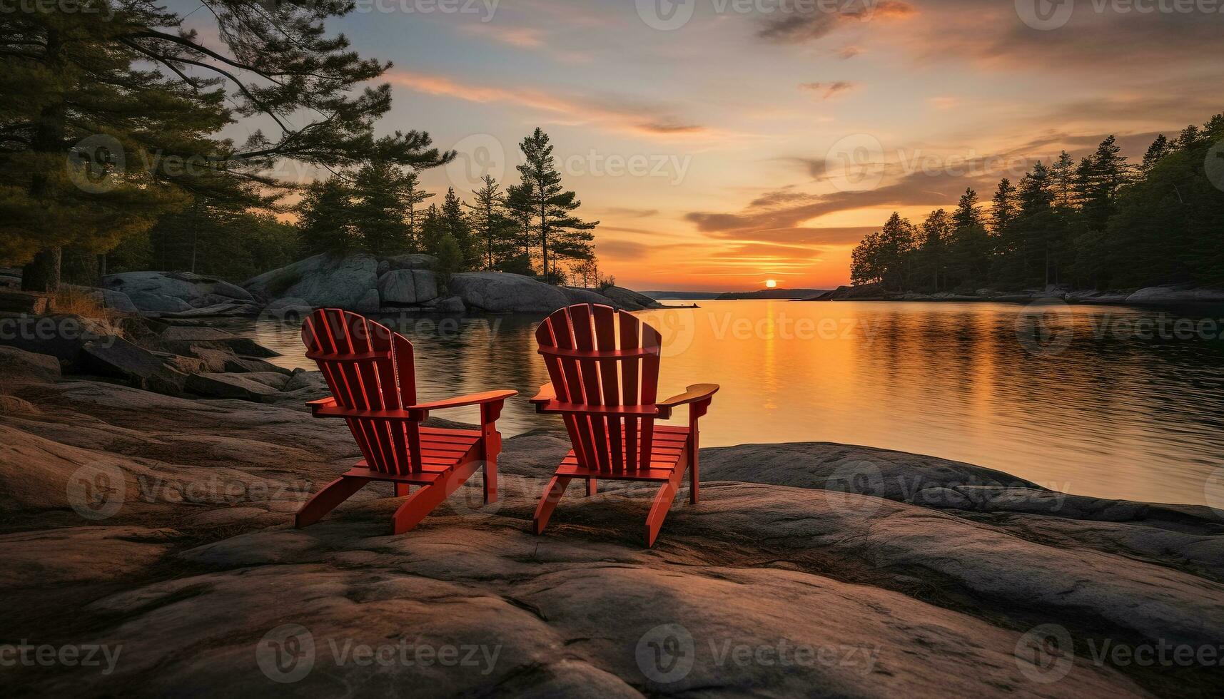 ai généré relaxation dans tranquille scène, séance par le le coucher du soleil généré par ai photo