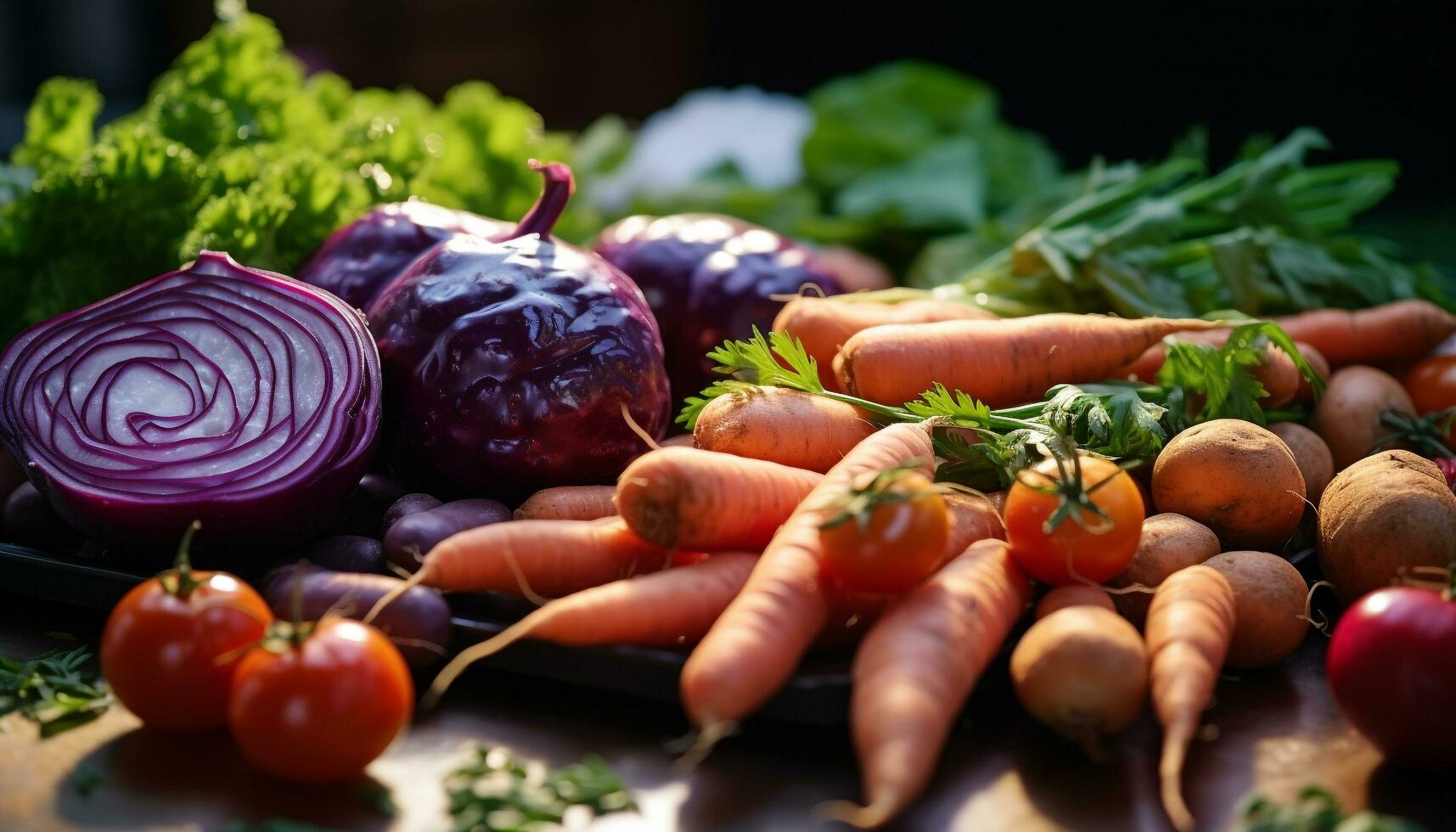 ai généré fraîcheur de légumes, en bonne santé alimentaire, biologique Ingrédients généré par ai photo