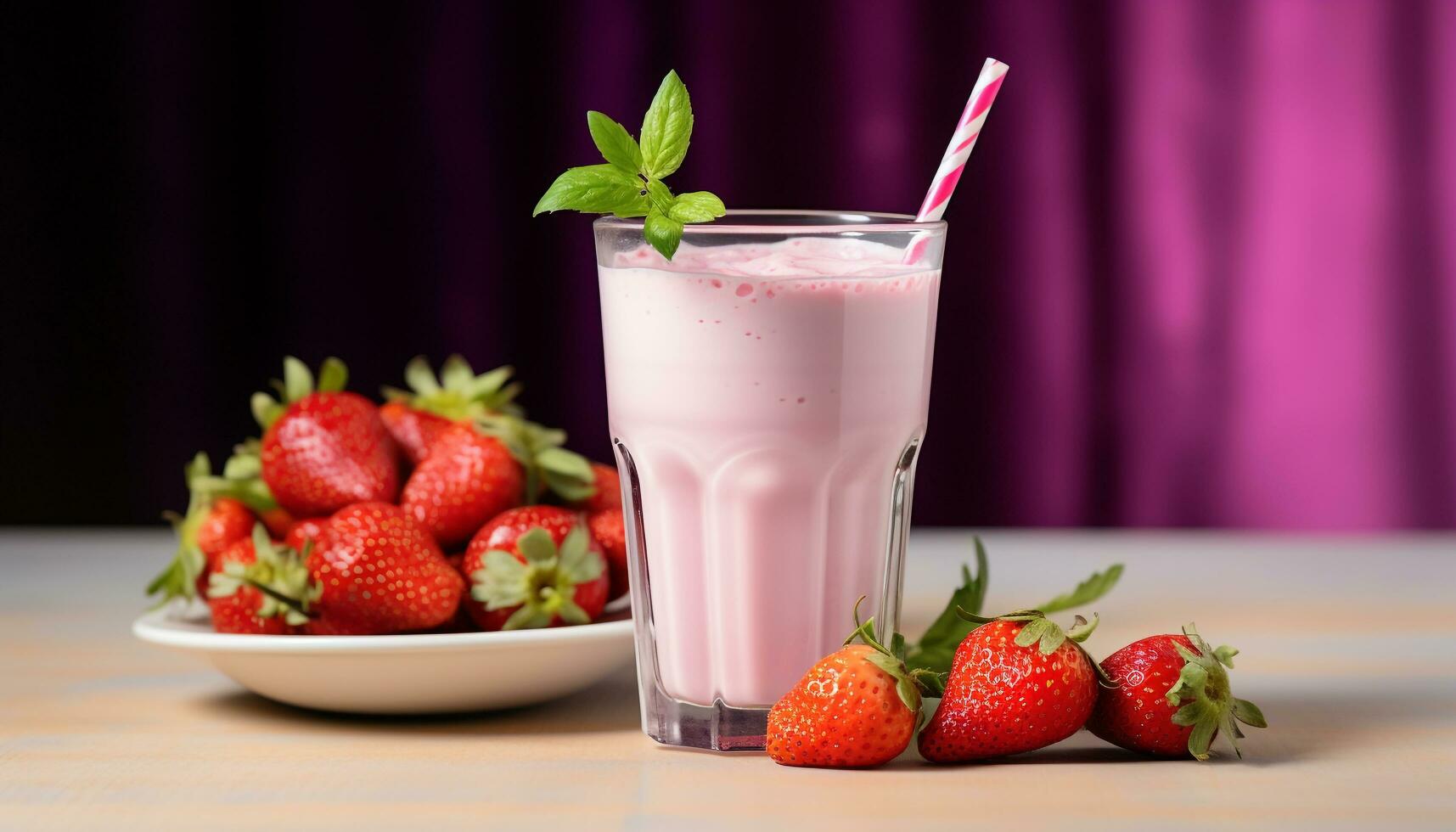 ai généré fraîcheur et douceur dans une fraise Milk-shake généré par ai photo