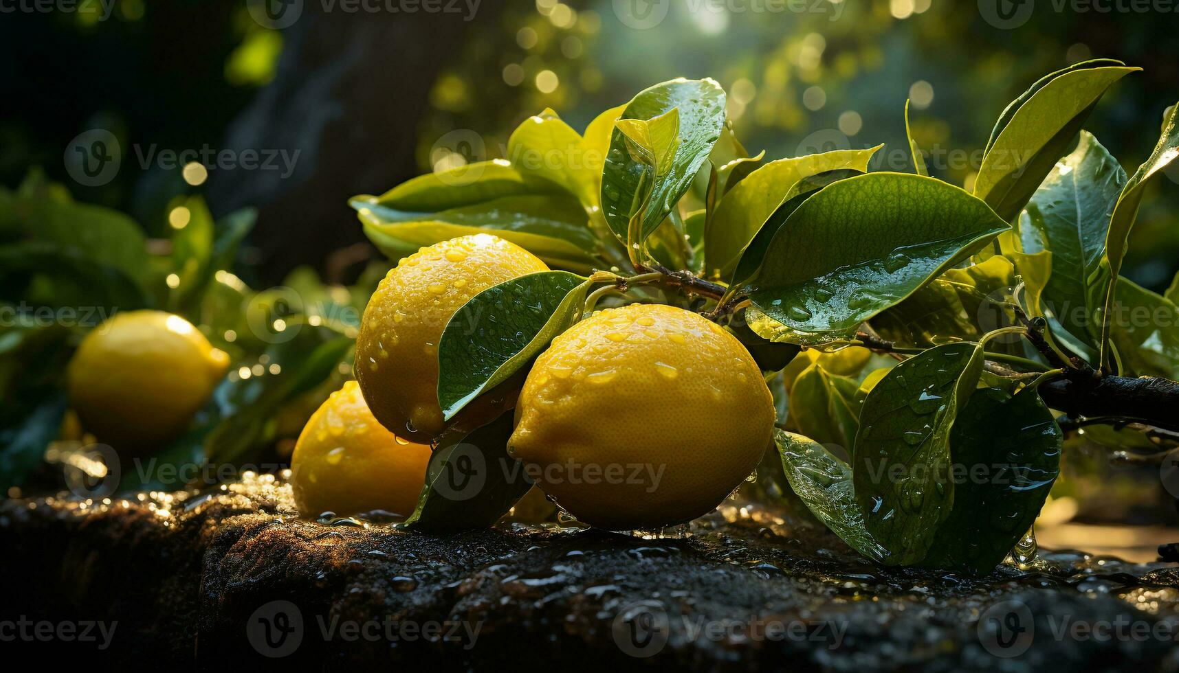 ai généré Frais citron tranche sur vert feuille, rafraîchissant et en bonne santé généré par ai photo