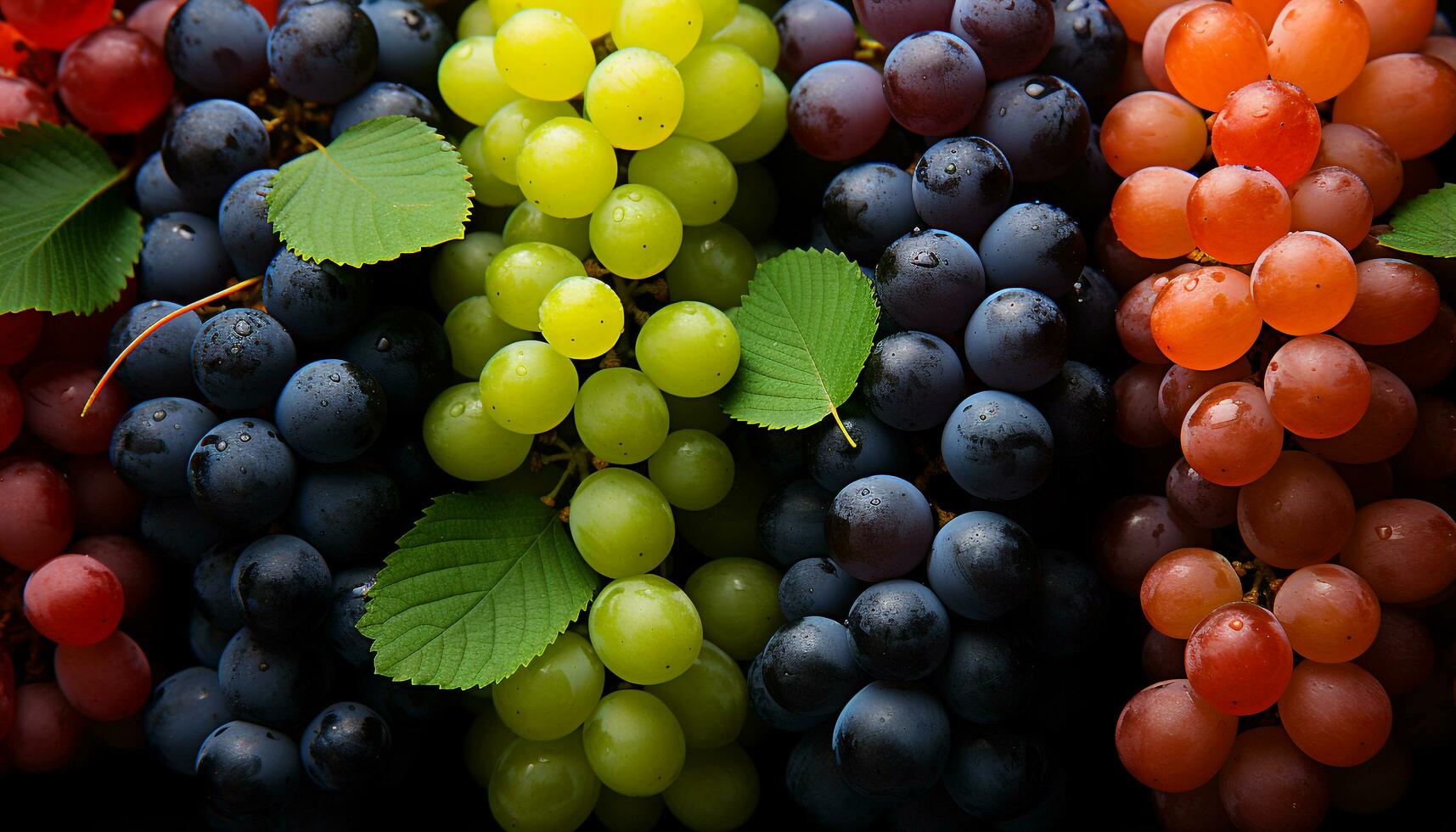 ai généré fraîcheur de la nature prime raisin, fruit, feuille généré par ai photo