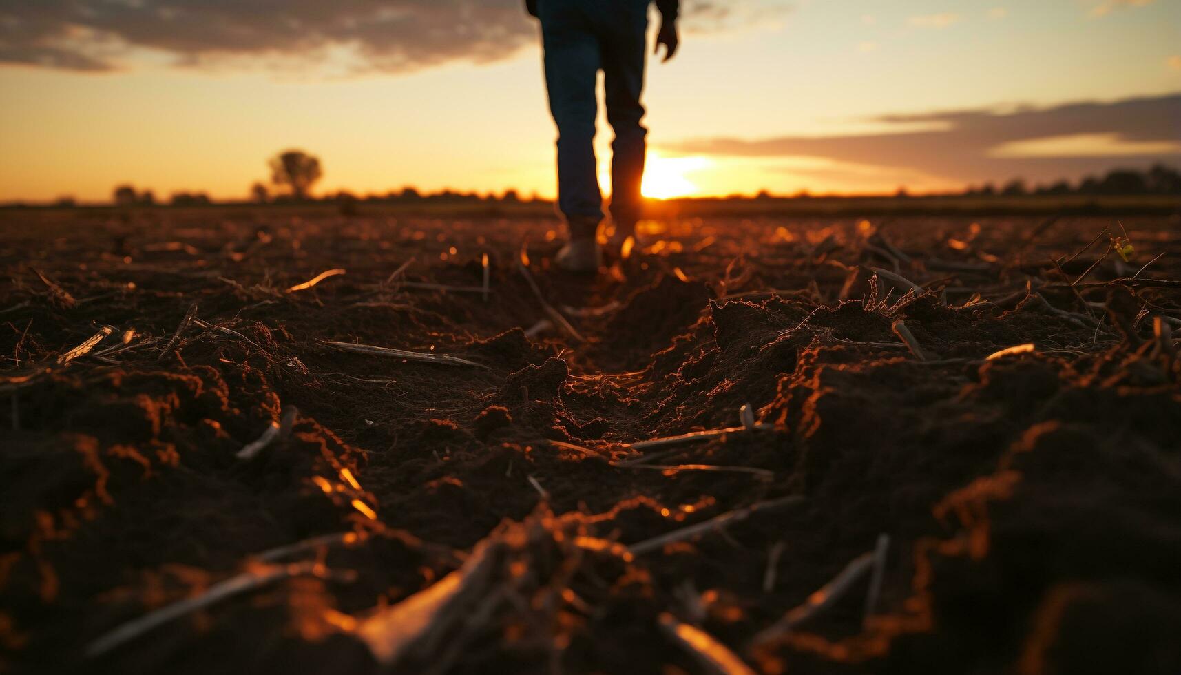 ai généré silhouette de une homme en marchant dans la nature généré par ai photo