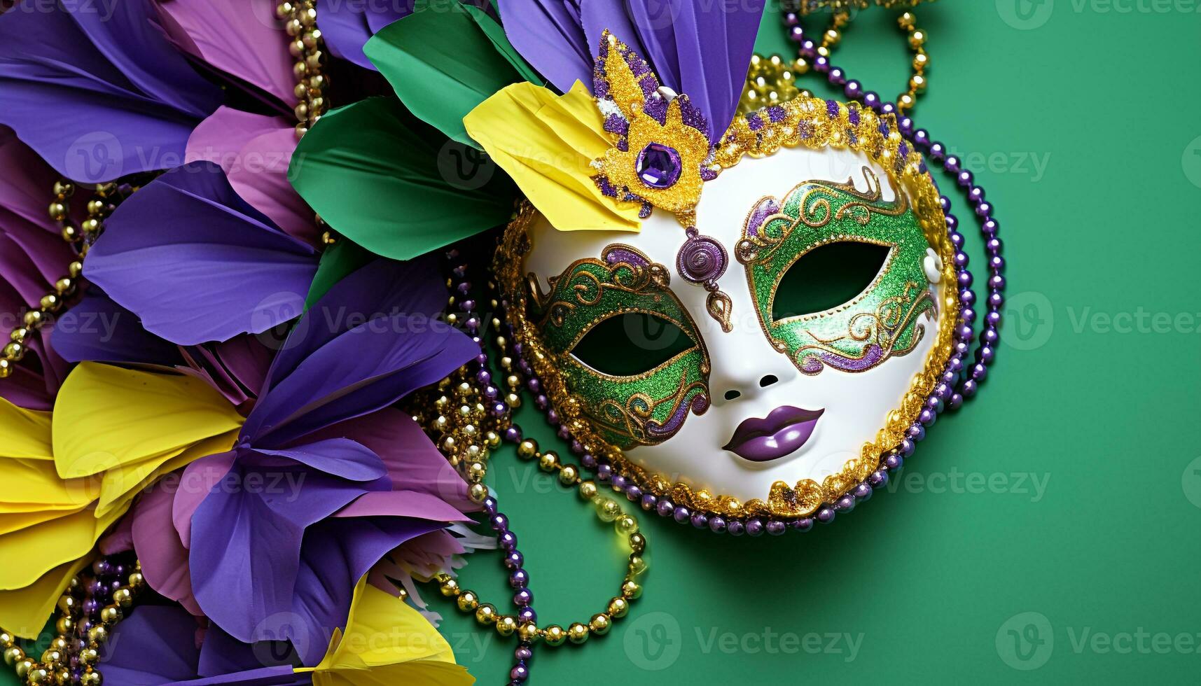 ai généré mardi gras masque, costume, élégance, vibrant couleurs généré par ai photo