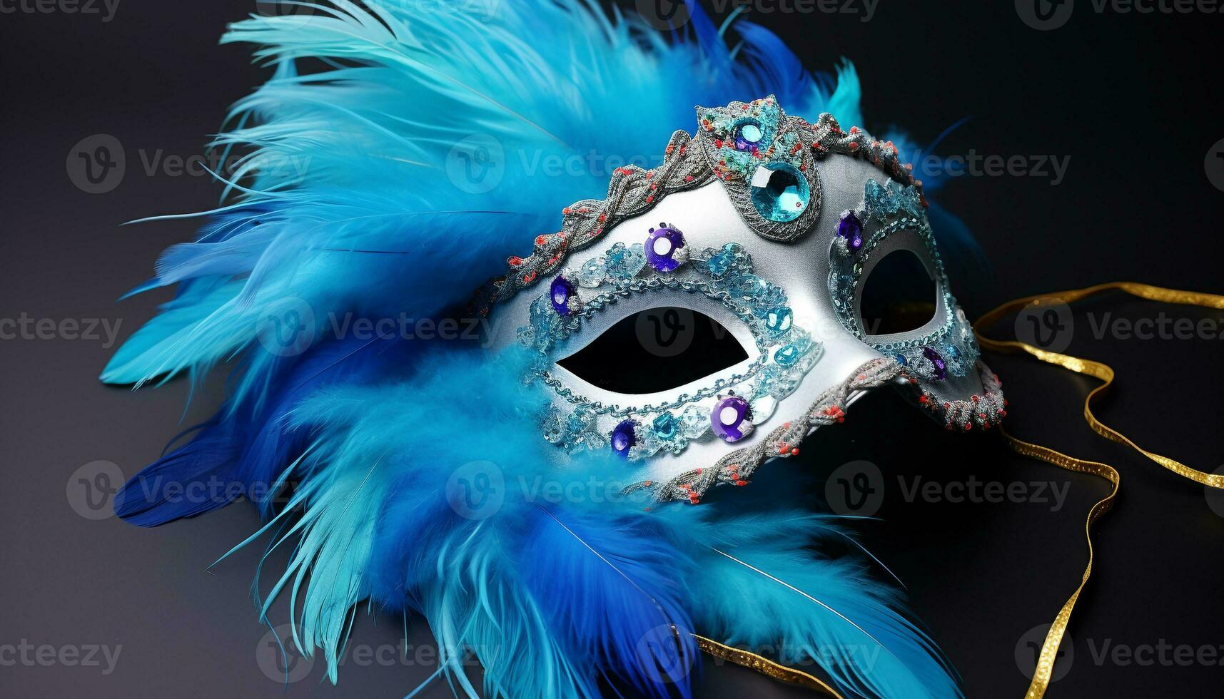 ai généré à plumes masque apporte élégance à vibrant mardi gras généré par ai photo