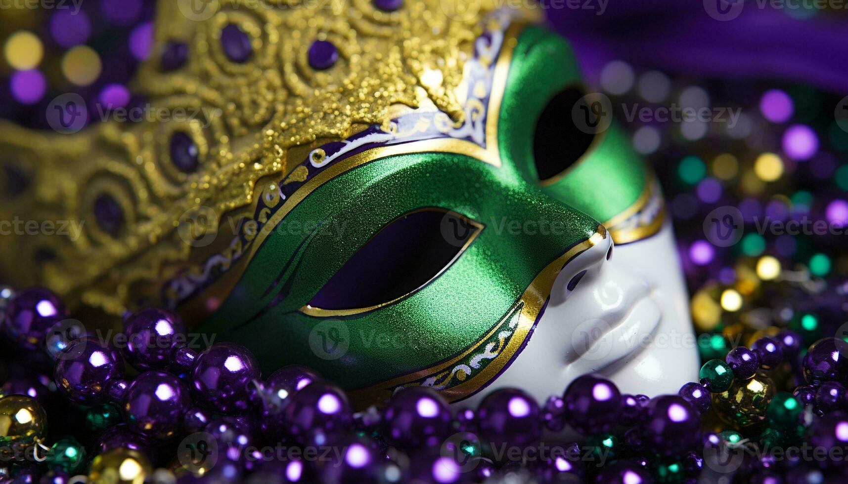 ai généré mardi gras costume, violet déguisement, vibrant fête généré par ai photo