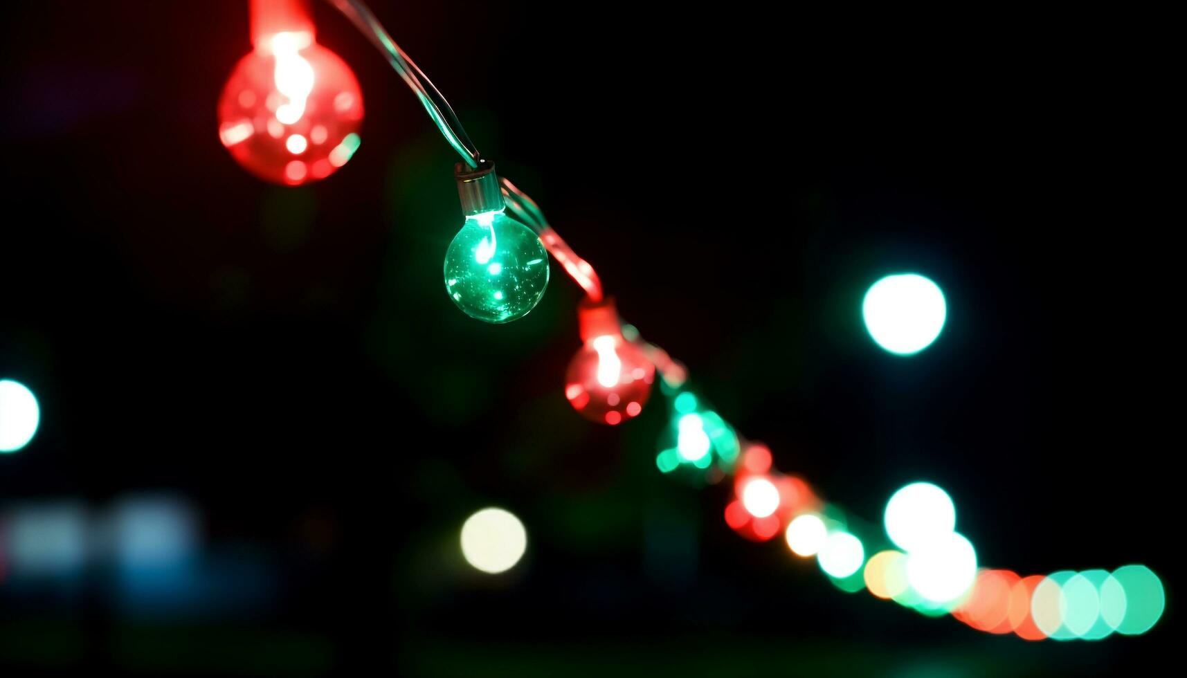 ai généré embrasé Noël lumières éclairer le foncé hiver nuit généré par ai photo