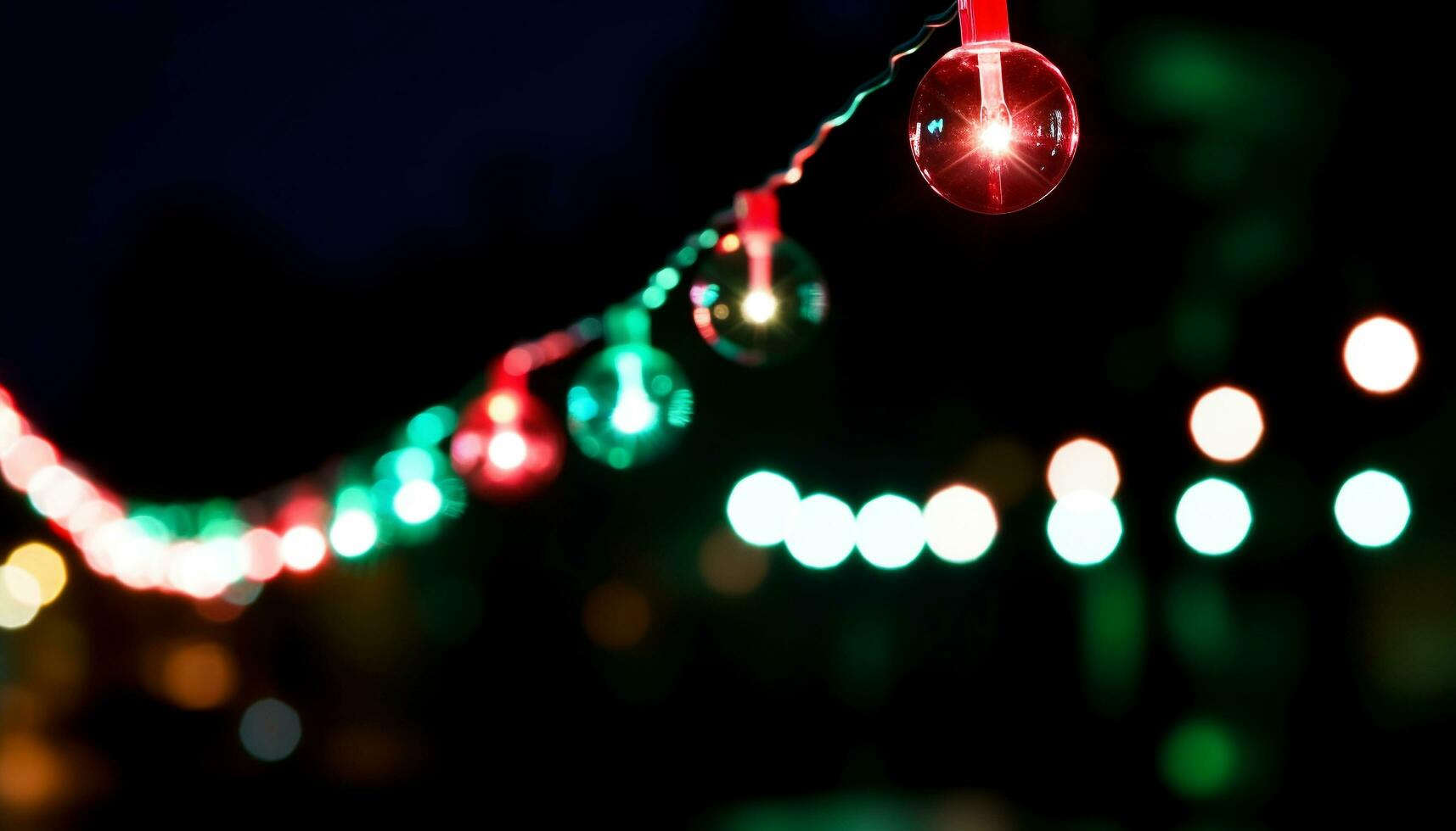 ai généré embrasé Noël lumières éclairer le foncé hiver nuit généré par ai photo
