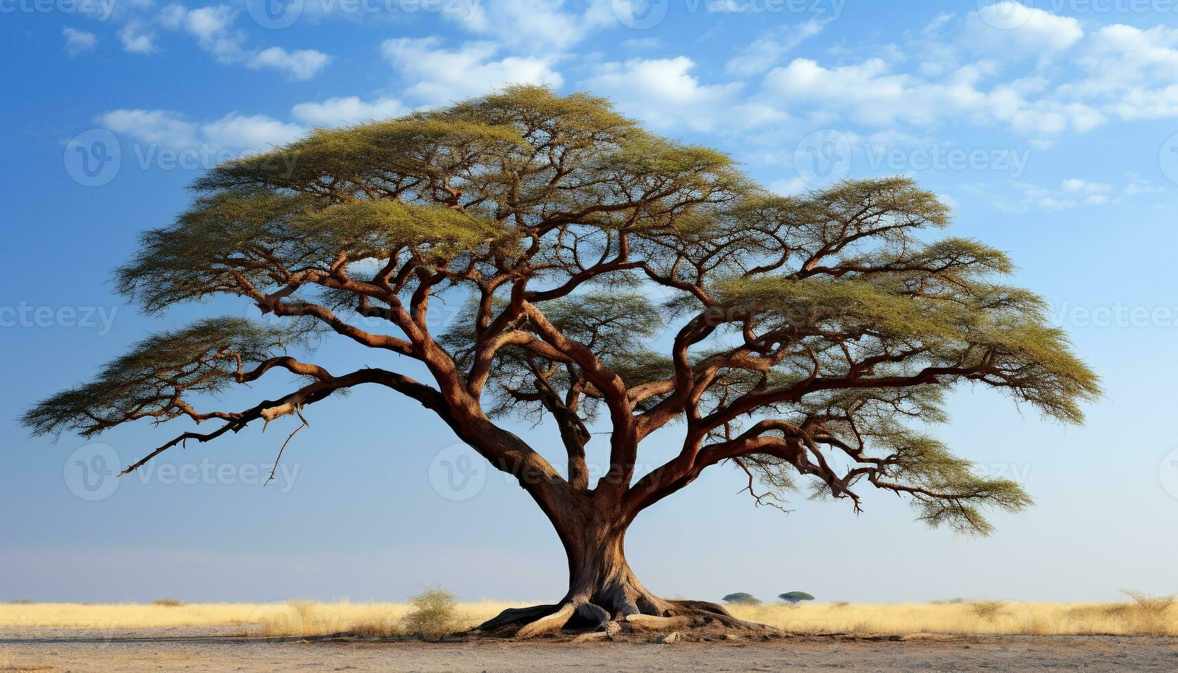 ai généré acacia arbre des stands grand dans africain savane généré par ai photo