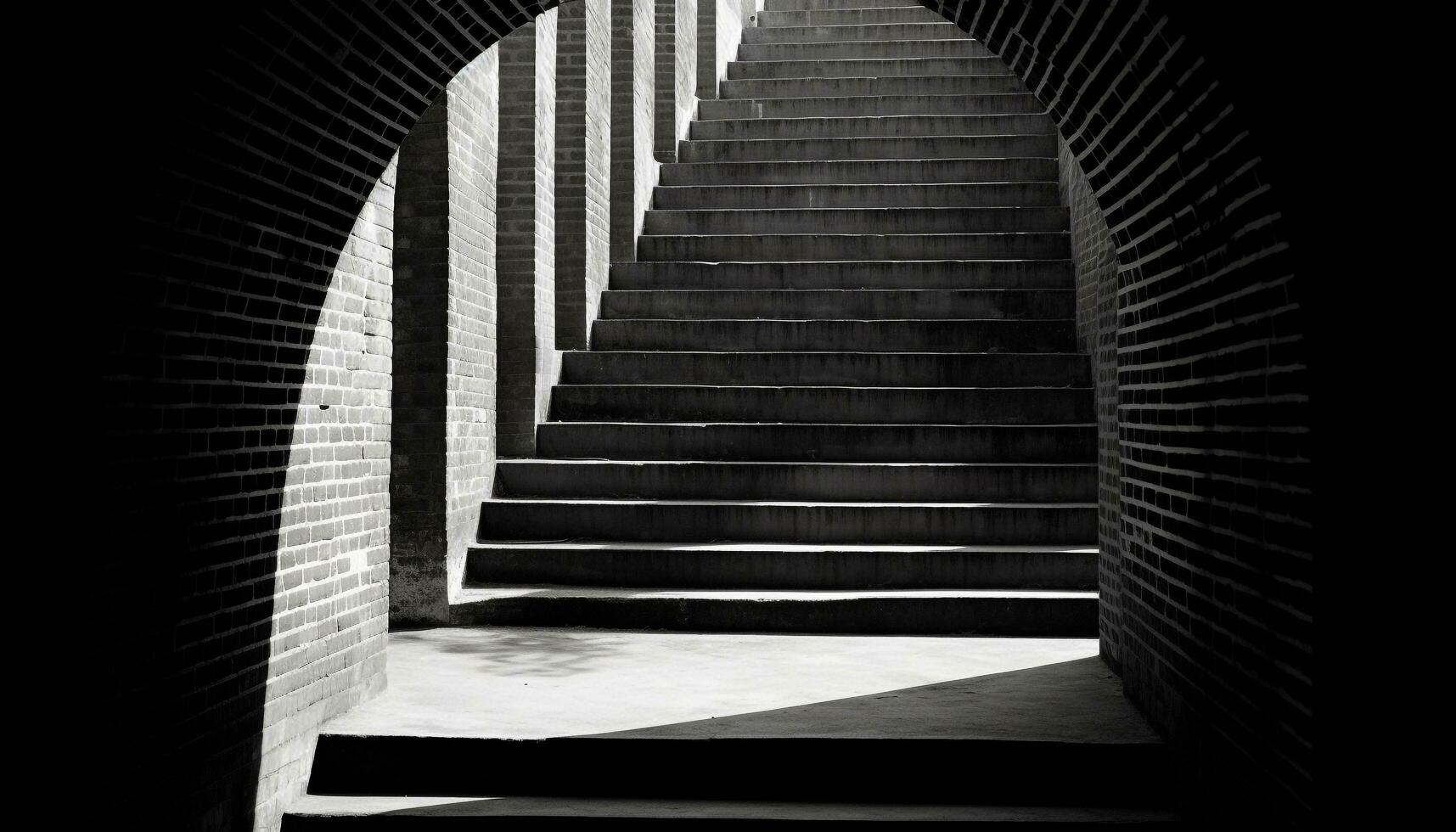 ai généré abstrait noir et blanc escalier dans moderne architecture généré par ai photo