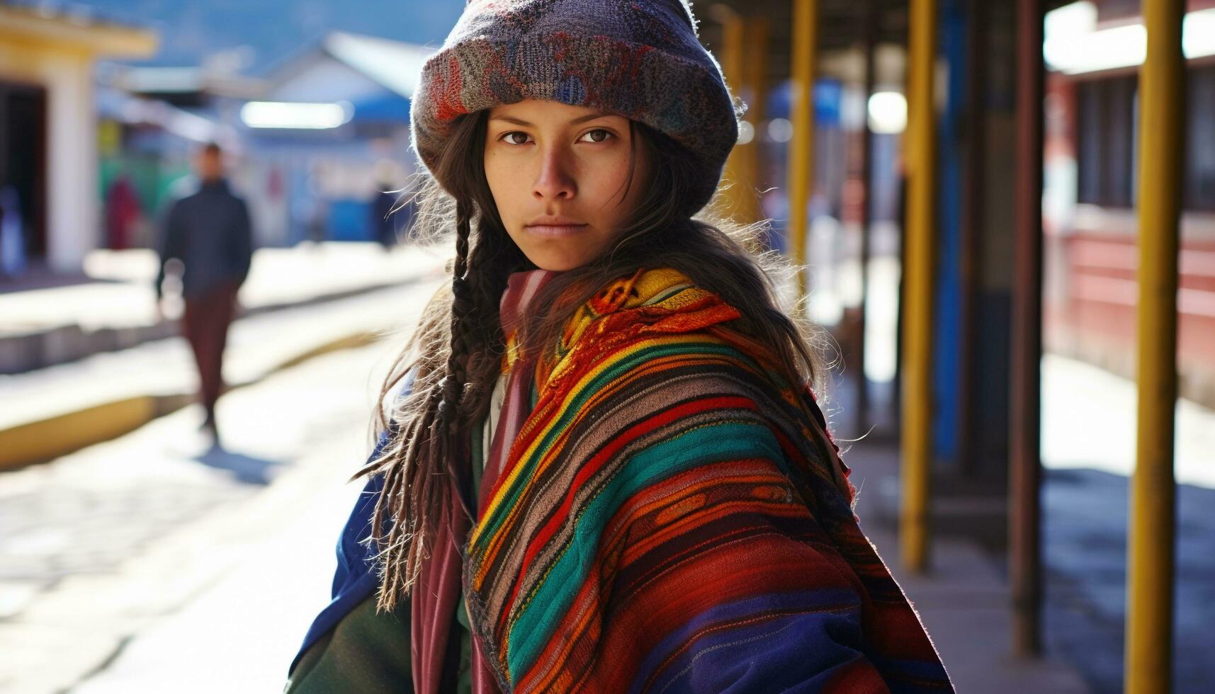 ai généré Jeune femme dans hiver mode, souriant et sur de soi généré par ai photo