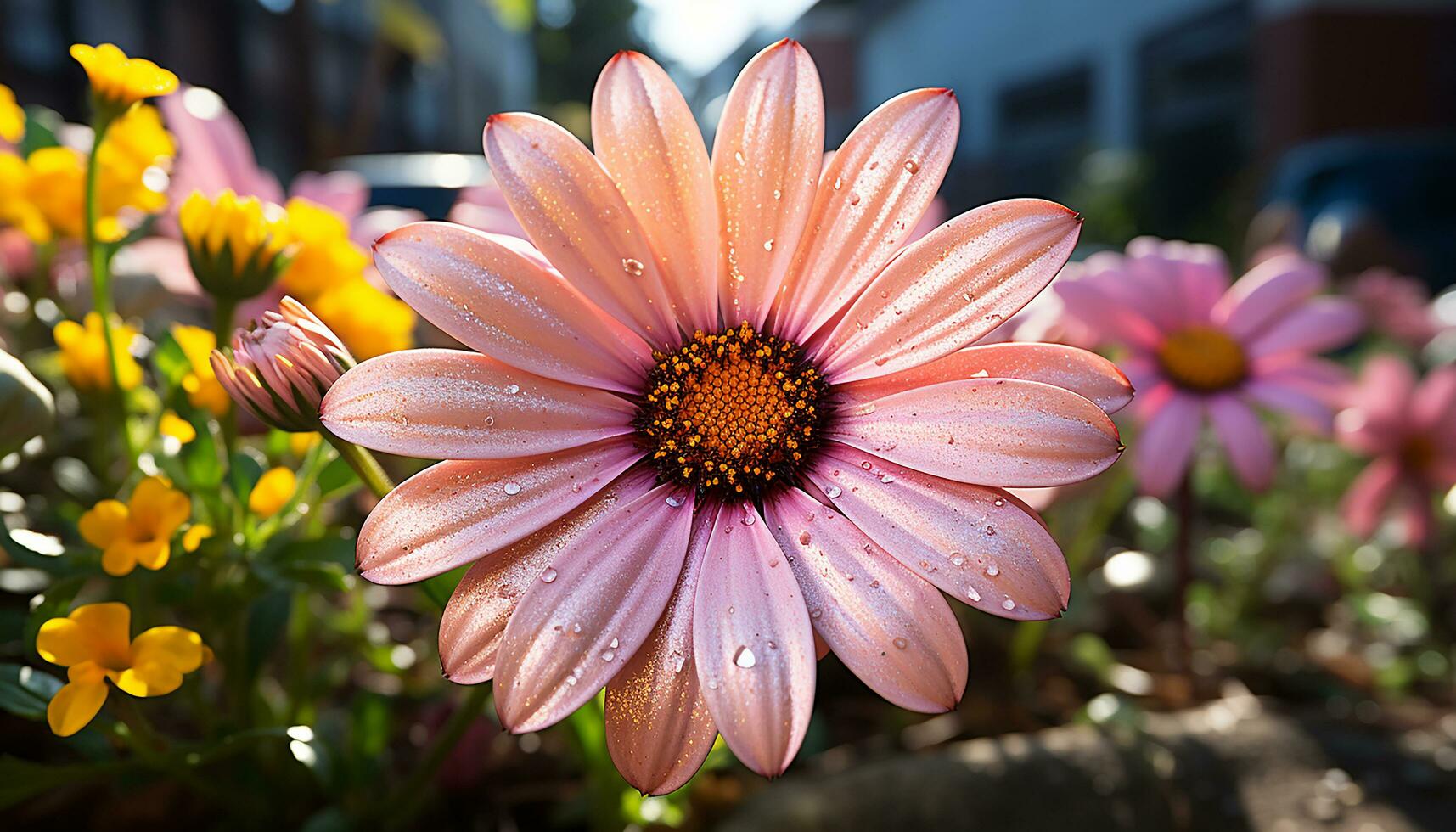 ai généré vibrant coloré Marguerite pétales fleur dans la nature généré par ai photo