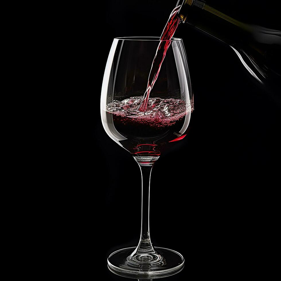 ai généré verser du vin dans une cristal verre de vin, généré par ai photo