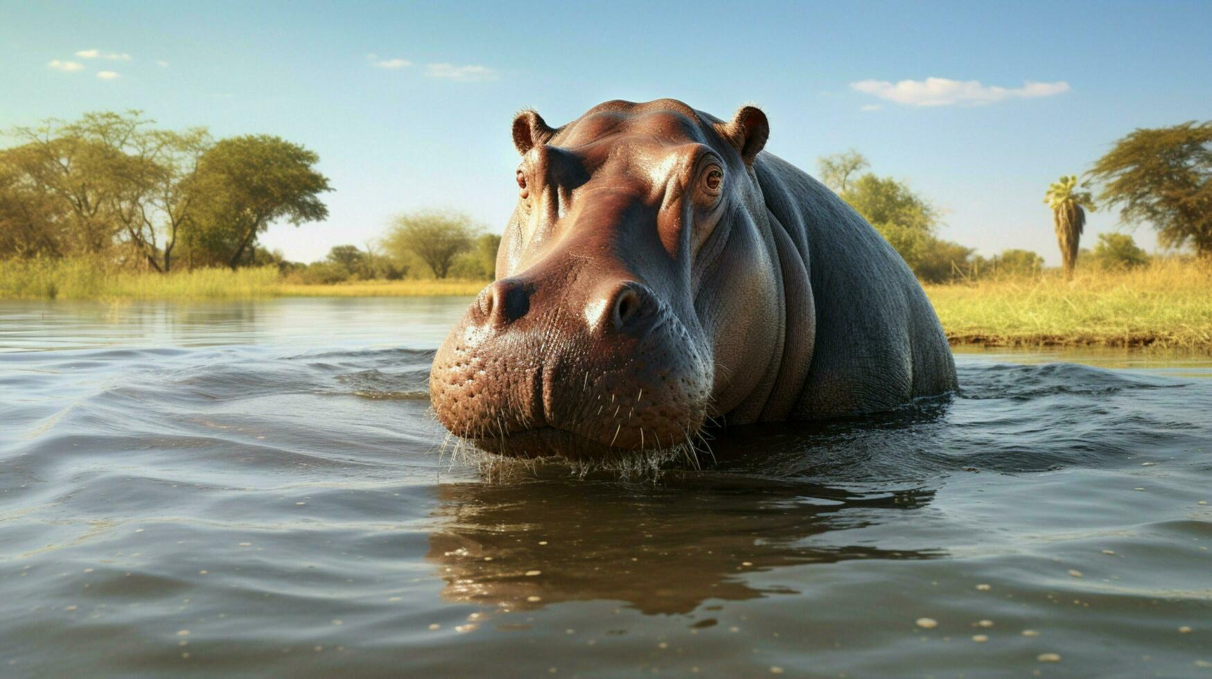 ai généré hippopotame haute qualité Contexte photo