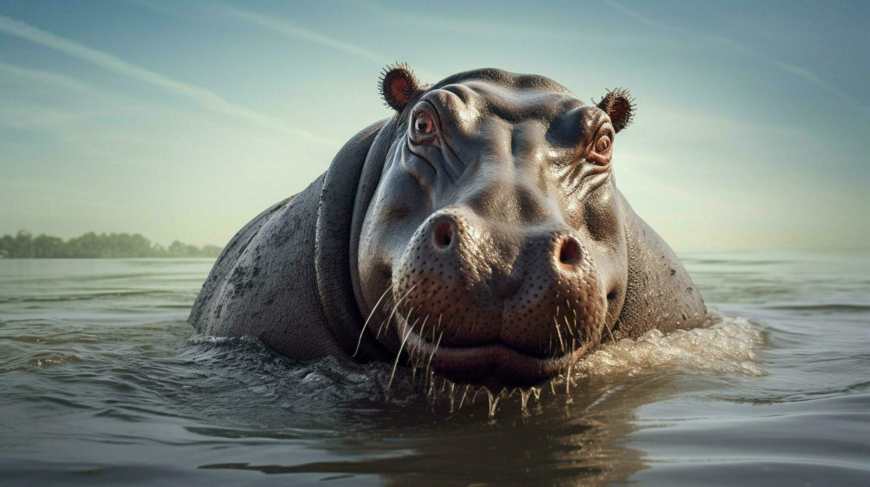 ai généré hippopotame haute qualité Contexte photo