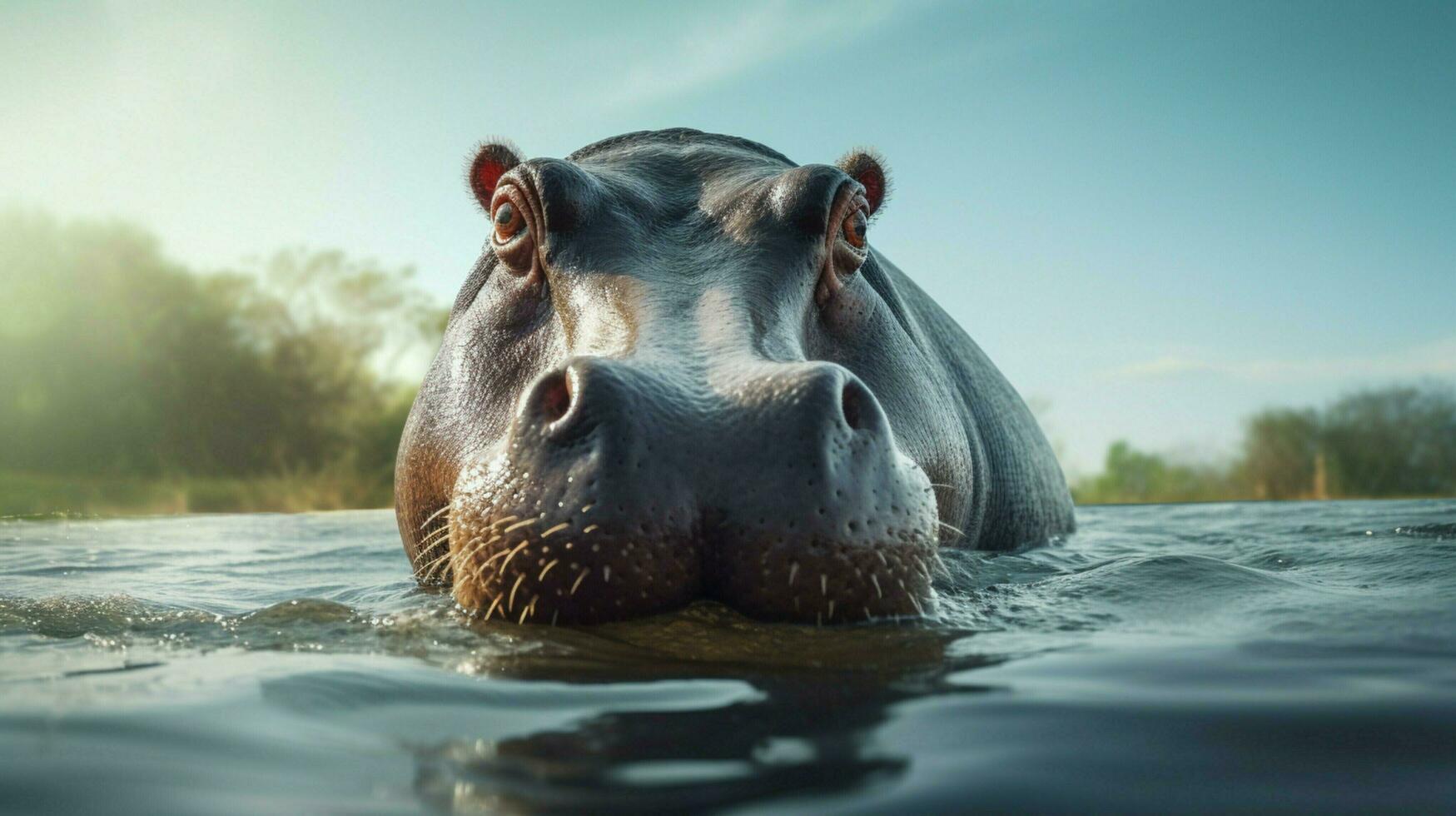 ai généré hippopotame haute qualité Contexte photo