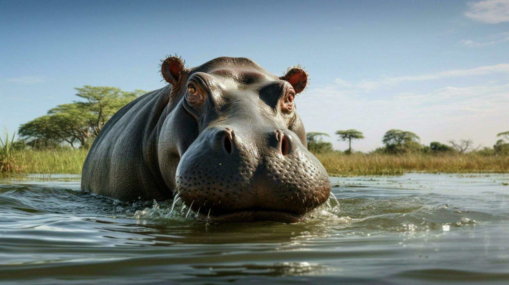 ai généré hippopotame haute qualité Contexte photo