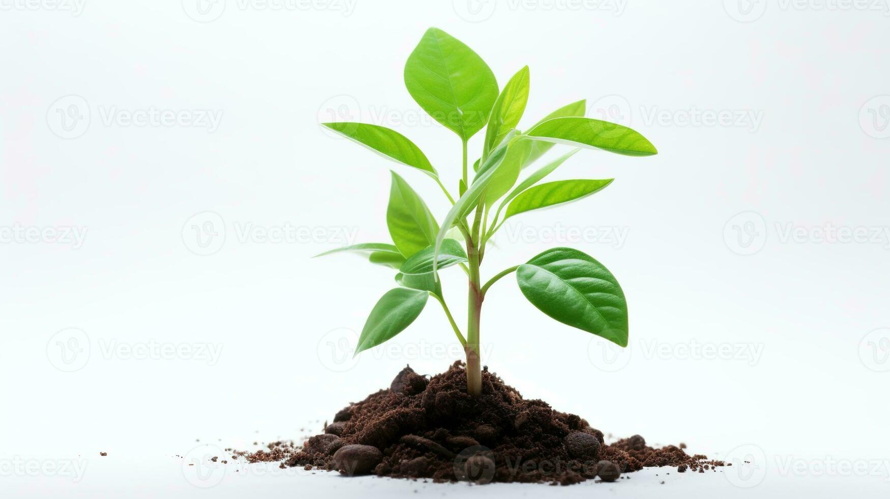 ai généré Jeune plante sur blanc Contexte. arbre, germer, vert photo
