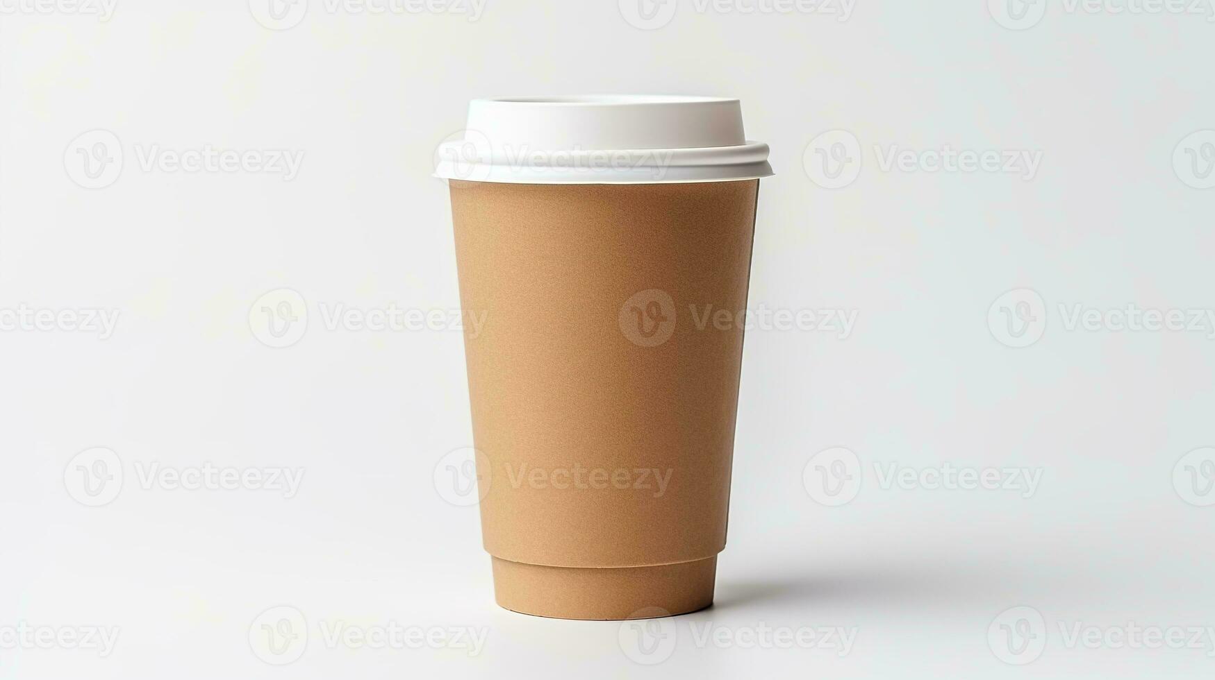 ai généré Vide prendre une façon kraft café tasse sur blanc Contexte photo