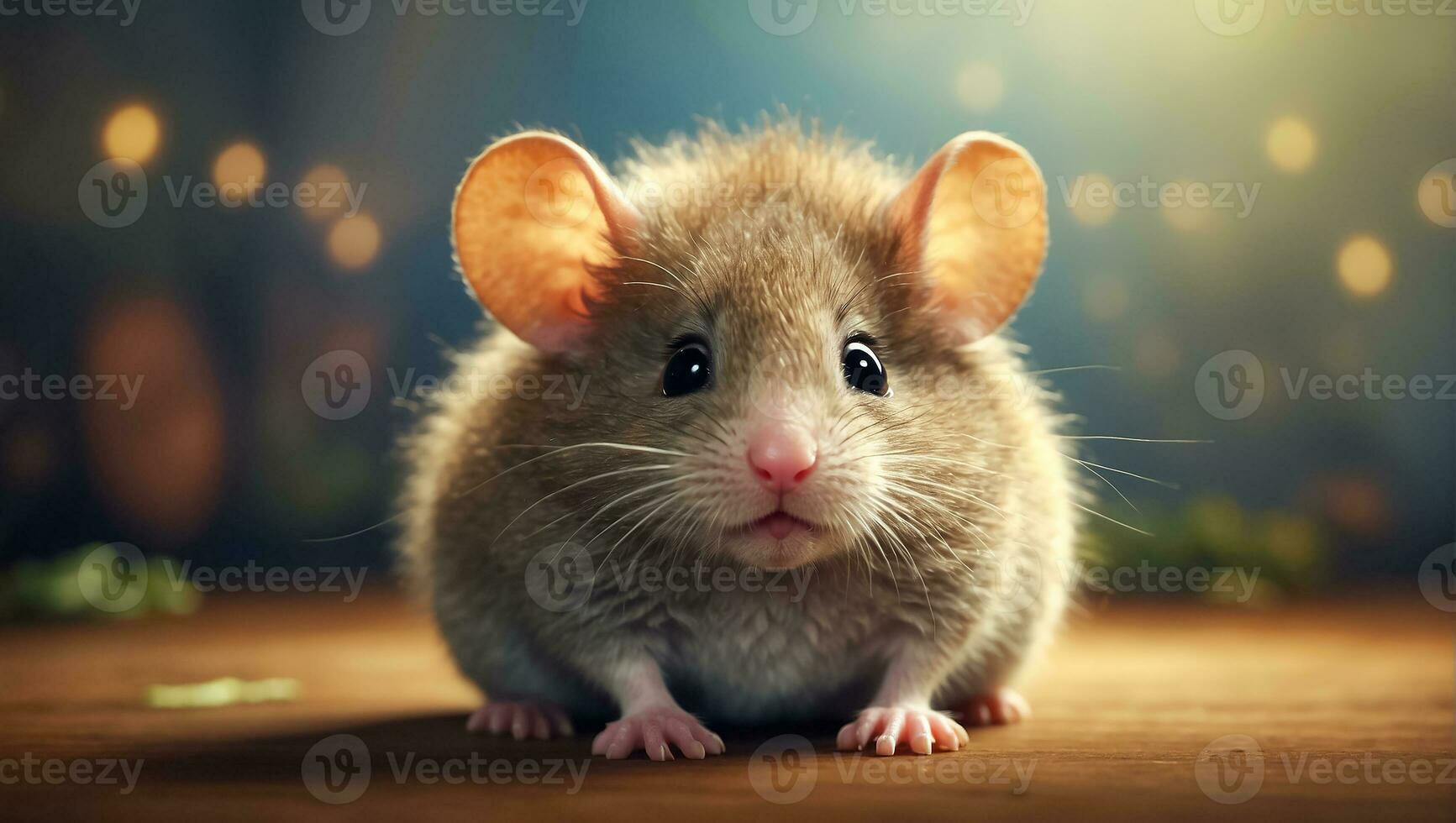 ai généré mignonne marrant duveteux Souris proche en haut photo