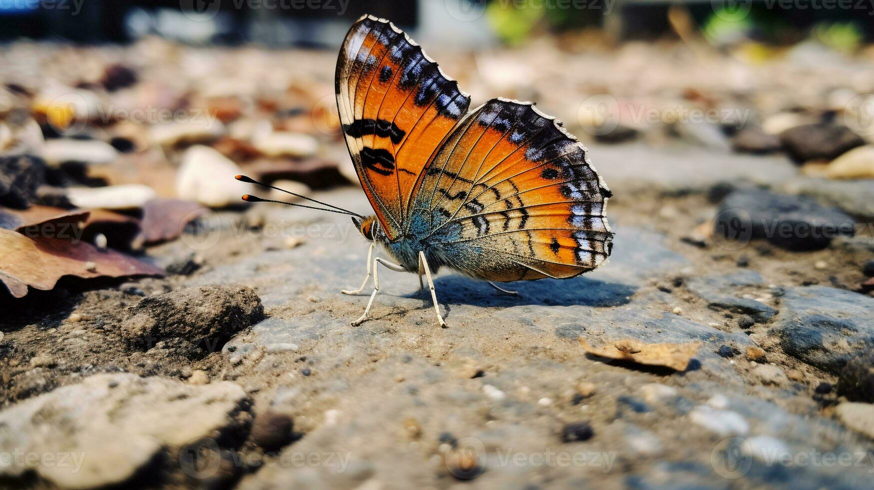 ai généré photo de papillon sur une sol. génératif ai