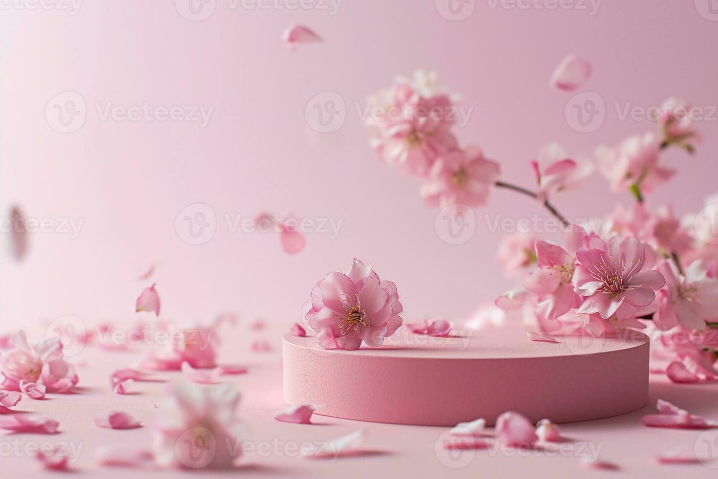 ai généré élégant Sakura cosmétique podium afficher pour produit vitrine photo