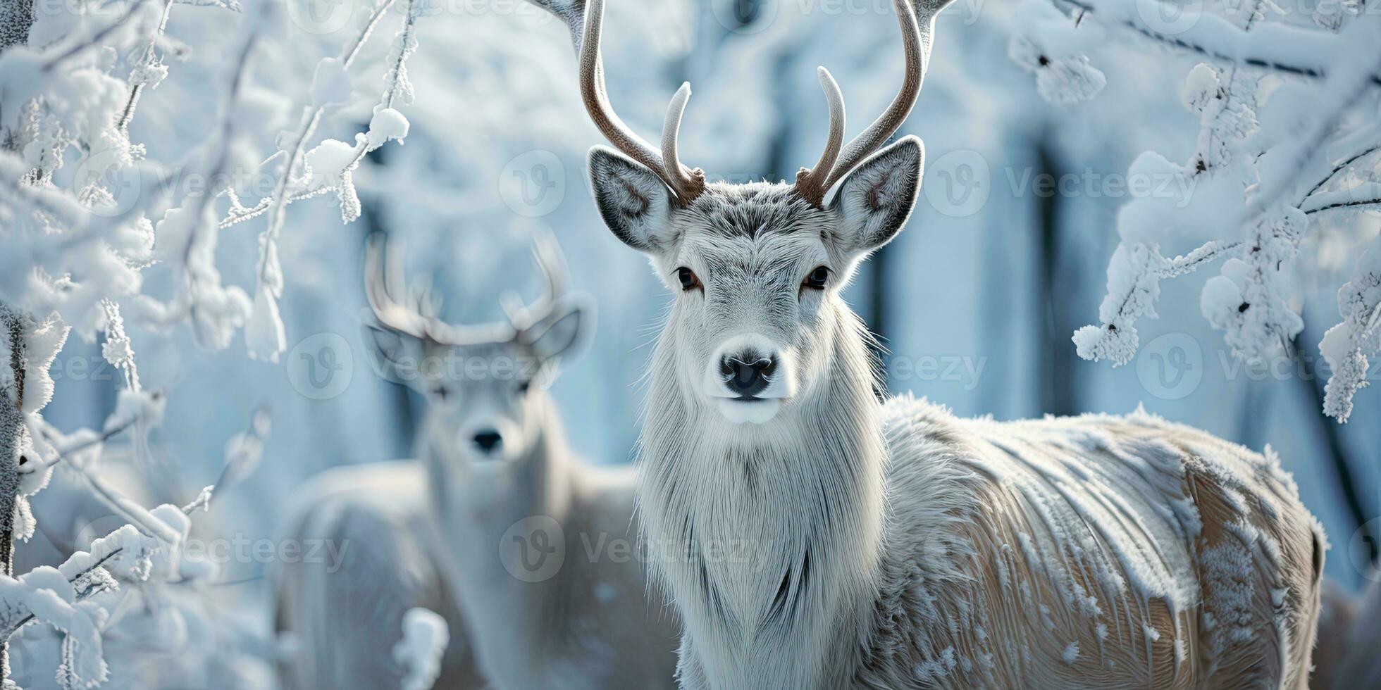 ai généré cerf dans hiver saison photo