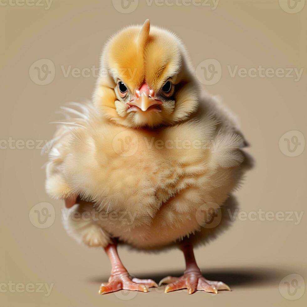 ai généré une bébé poulet avec une gros tête et gros yeux photo