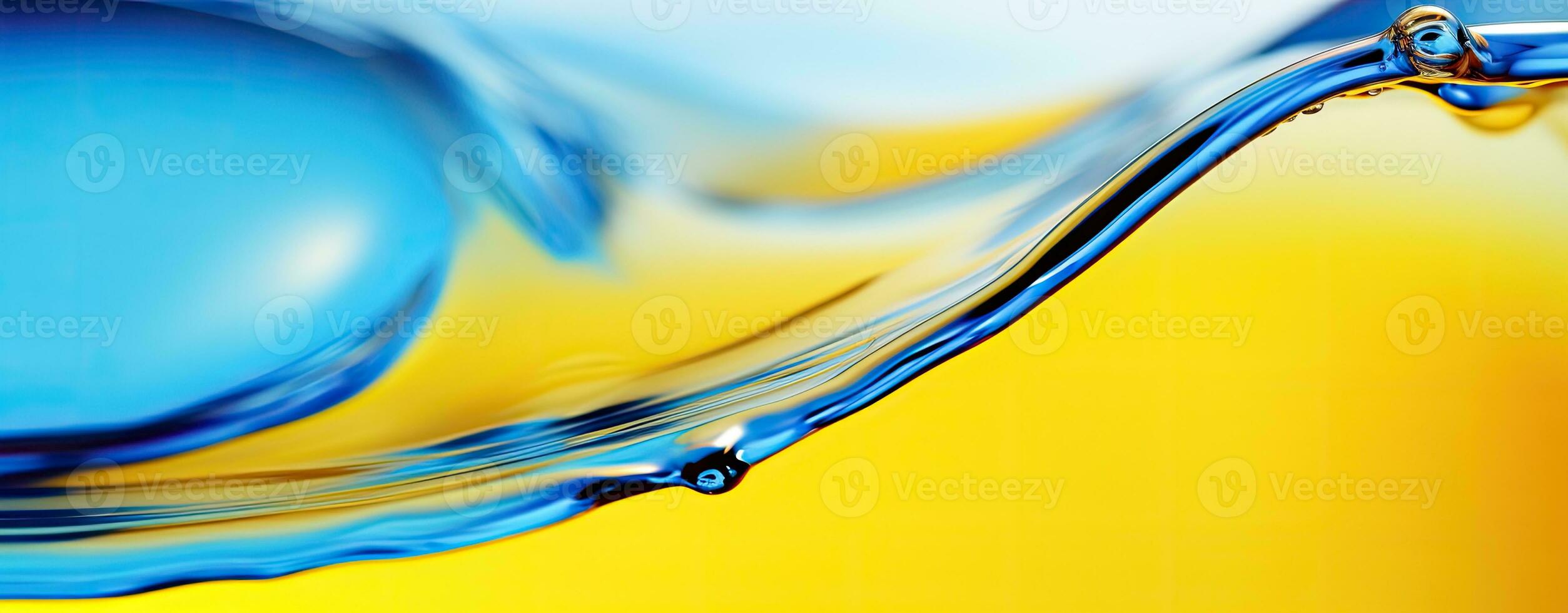 ai généré abstrait bleu l'eau couler sur vibrant Jaune Contexte photo